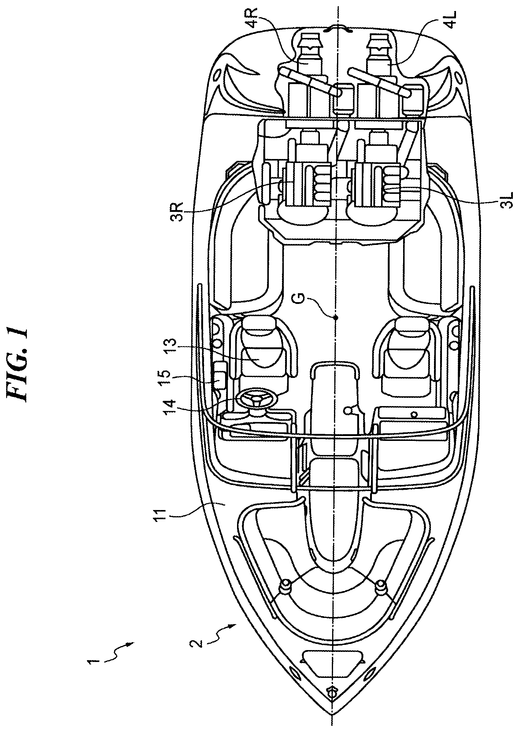 Patent US12612145 Figure 1 – Marine vessel maneuvering support apparatus, and marine vessel