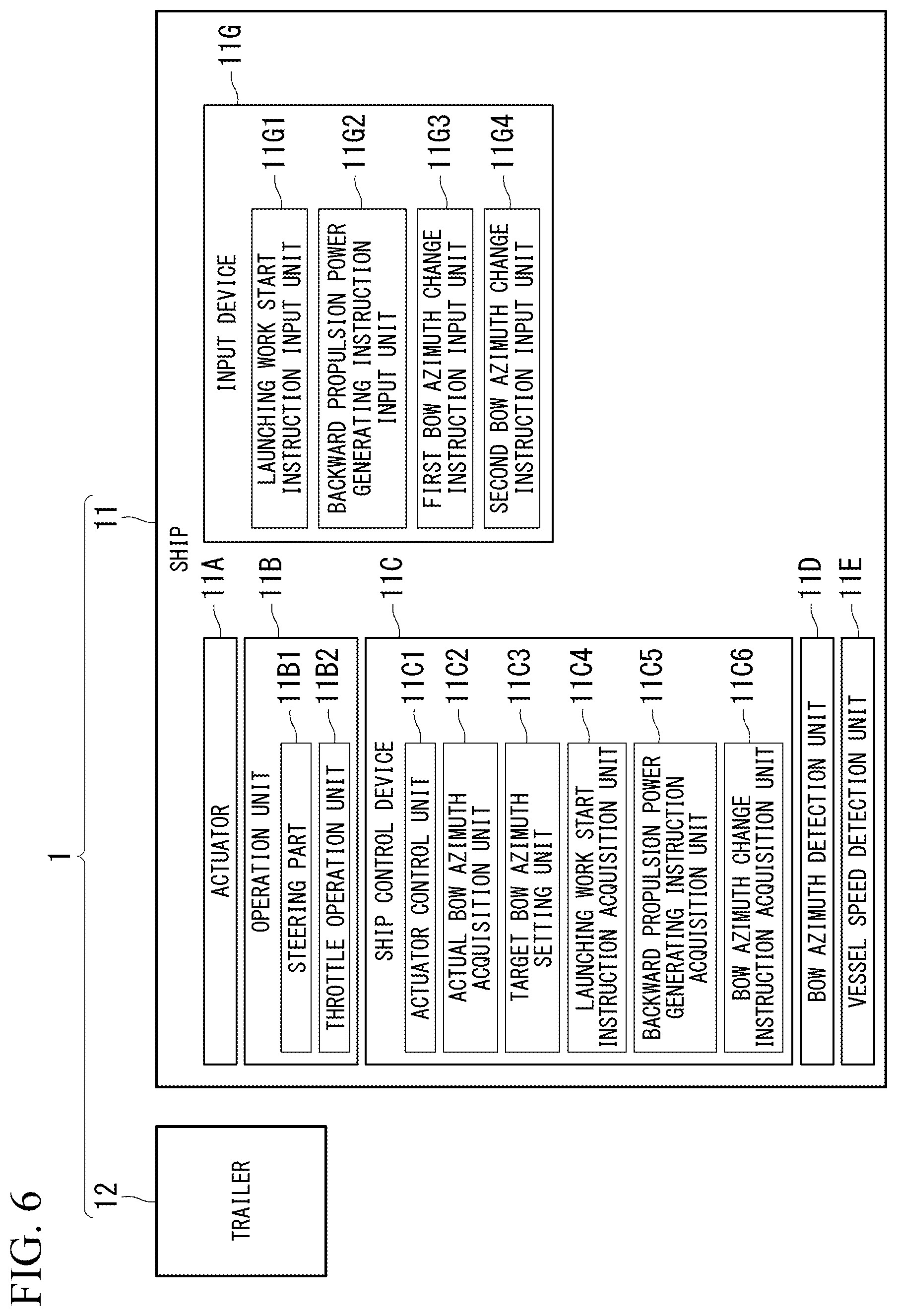 Patent US12612147 Figure 6 – Ship launching support system, ship control device, ship launching support method and program