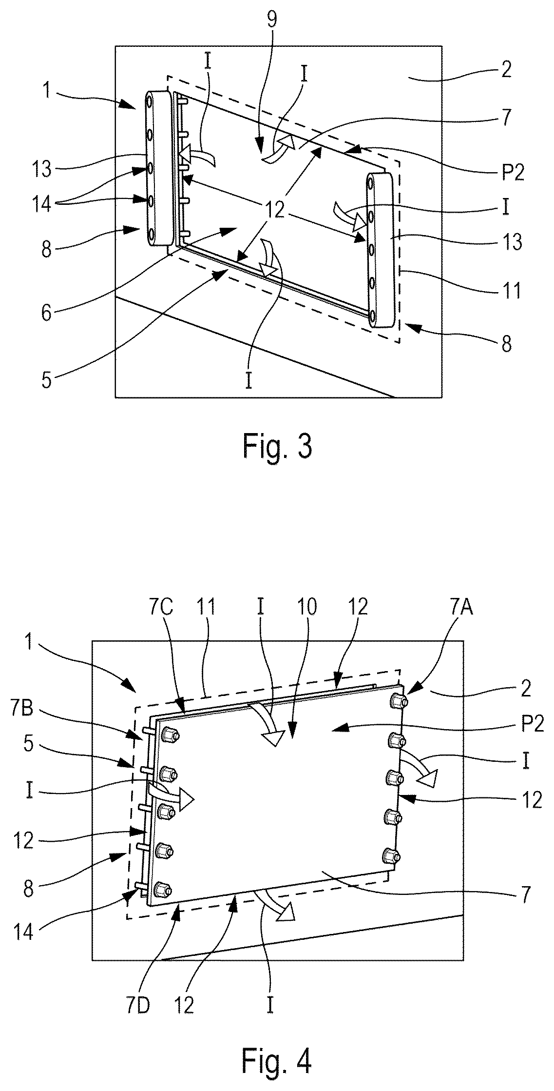 Patent US12612149 Figure 2 – Decompression panel for an aircraft and an internal wall of an aircraft having such a decompression panel