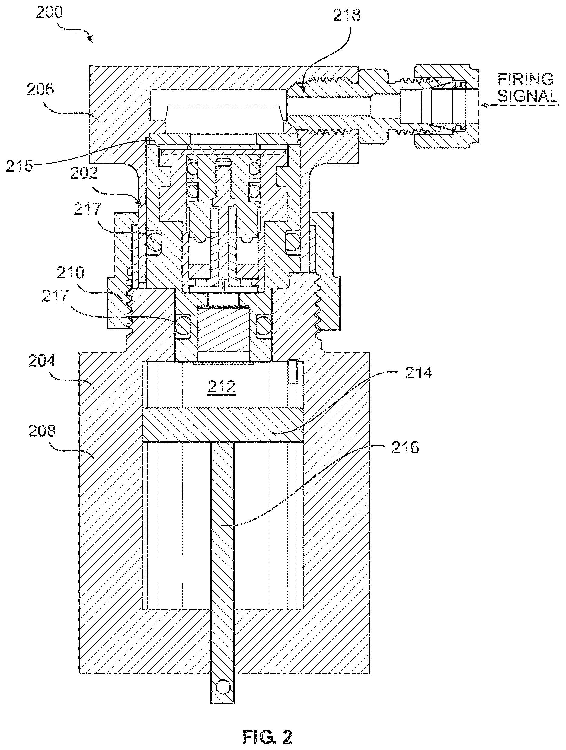 Patent US12612150 Figure 2 – Pyrotechnic devices and firing mechanisms for aircraft canopy jettison
