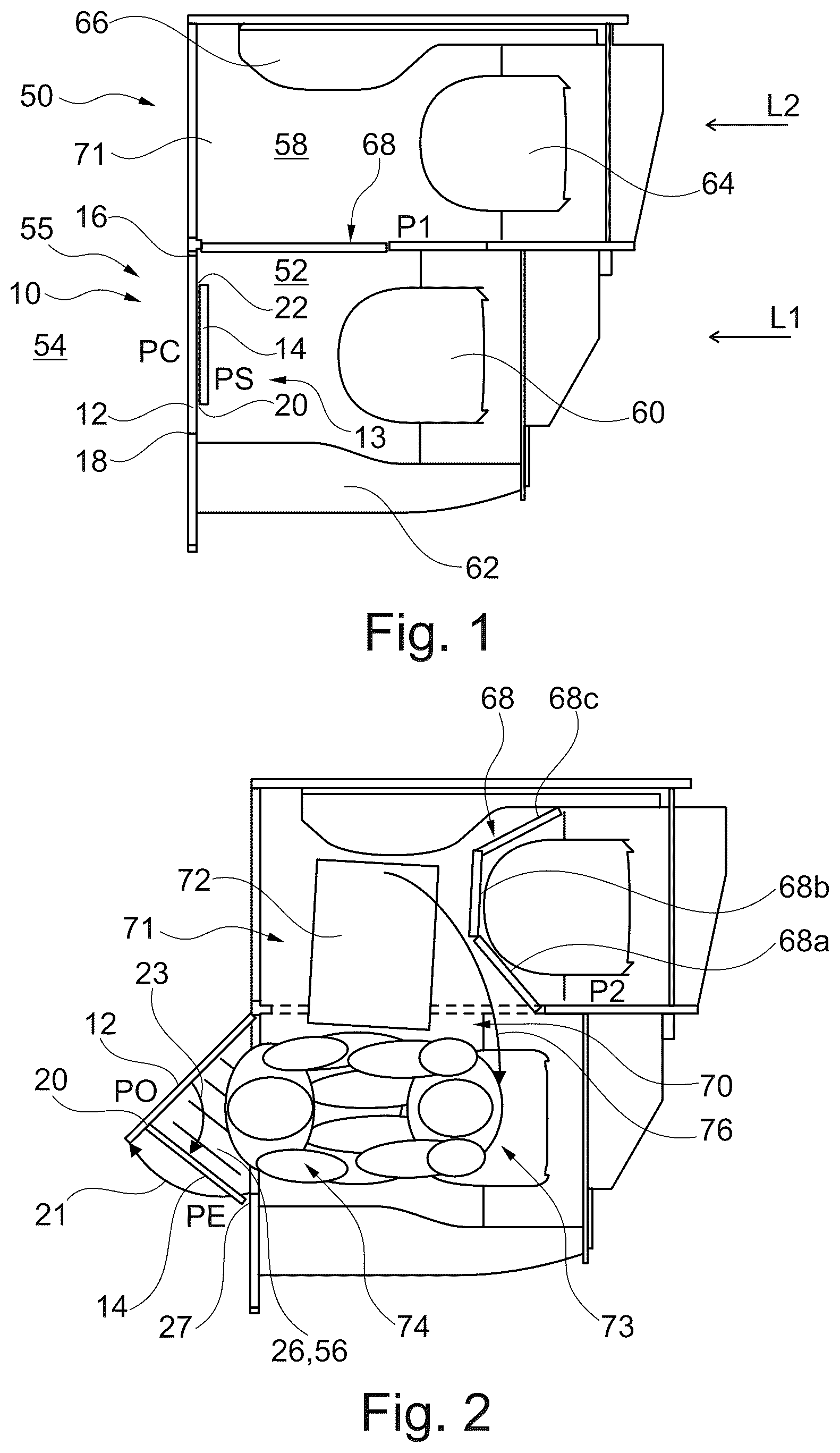 Patent US12612161 Figure 1 – Transforming lavatory door