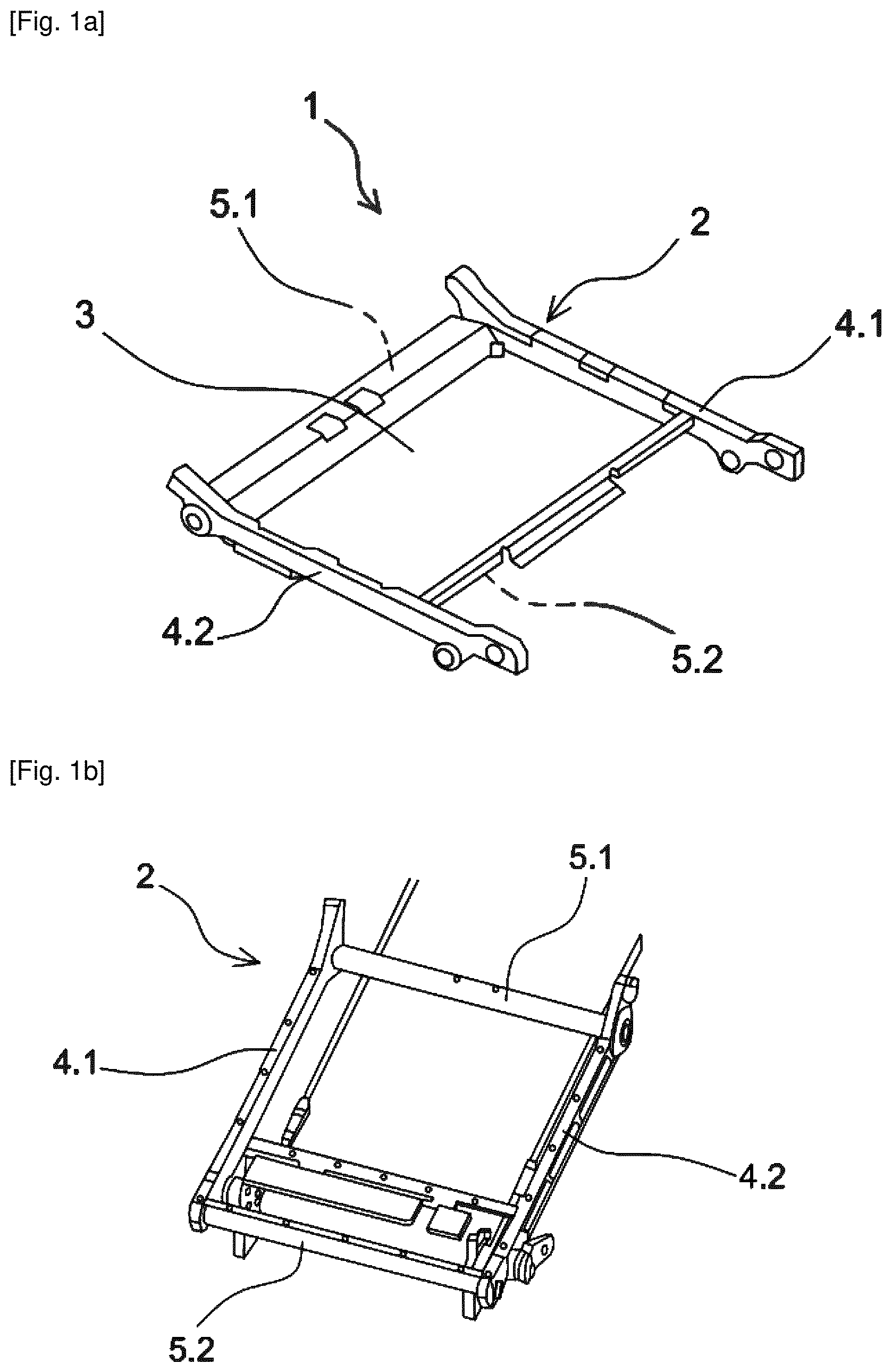 Patent US12612163 Figure 1 – Seat pan, in particular for an aircraft seat, provided with a kinetic energy absorbing tube