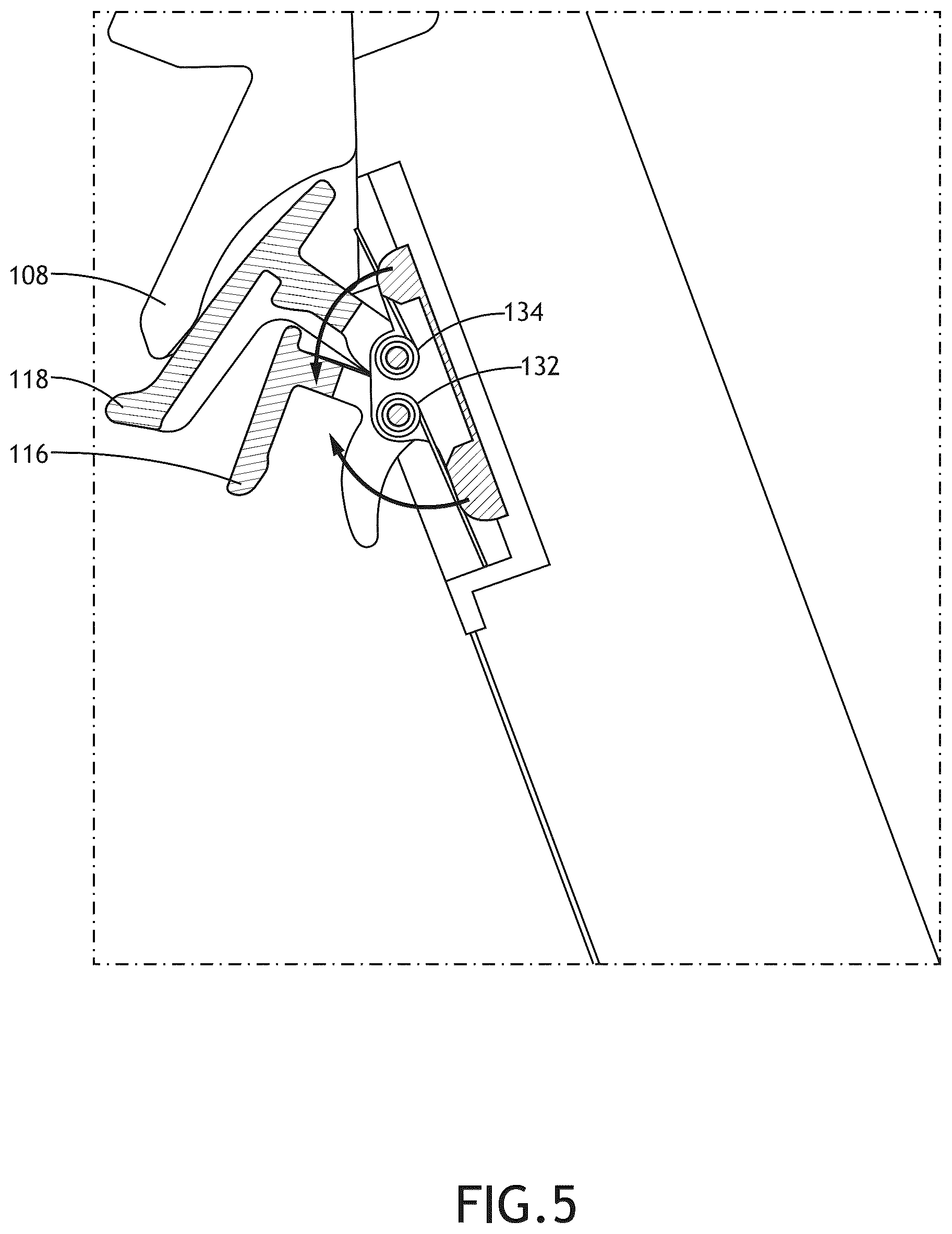 Patent US12612164 Figure 5 – Interlock assembly for securing a passenger seat tray table