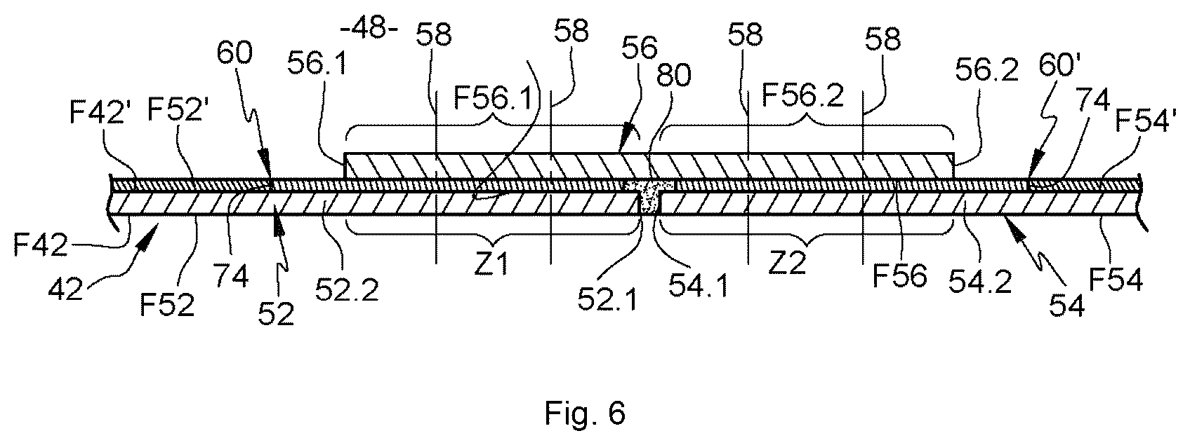 Patent US12612168 Figure 6 – Aircraft air inlet comprising at least a main de-icing system and at least one secondary de-icing system positioned at a splice plate