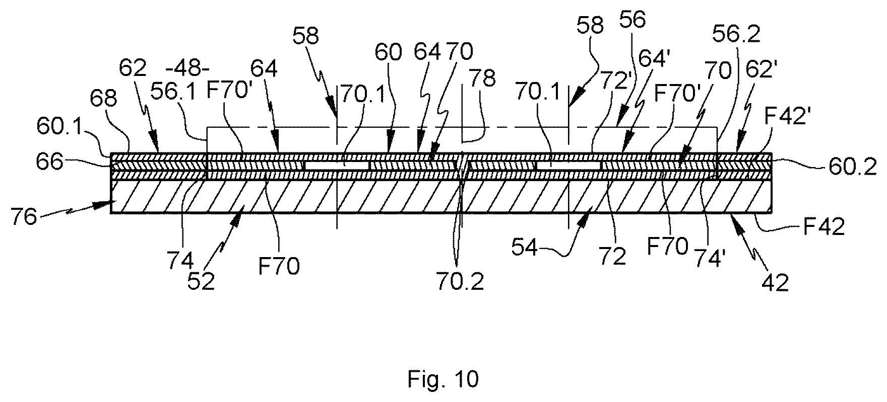Patent US12612168 Figure 10 – Aircraft air inlet comprising at least a main de-icing system and at least one secondary de-icing system positioned at a splice plate