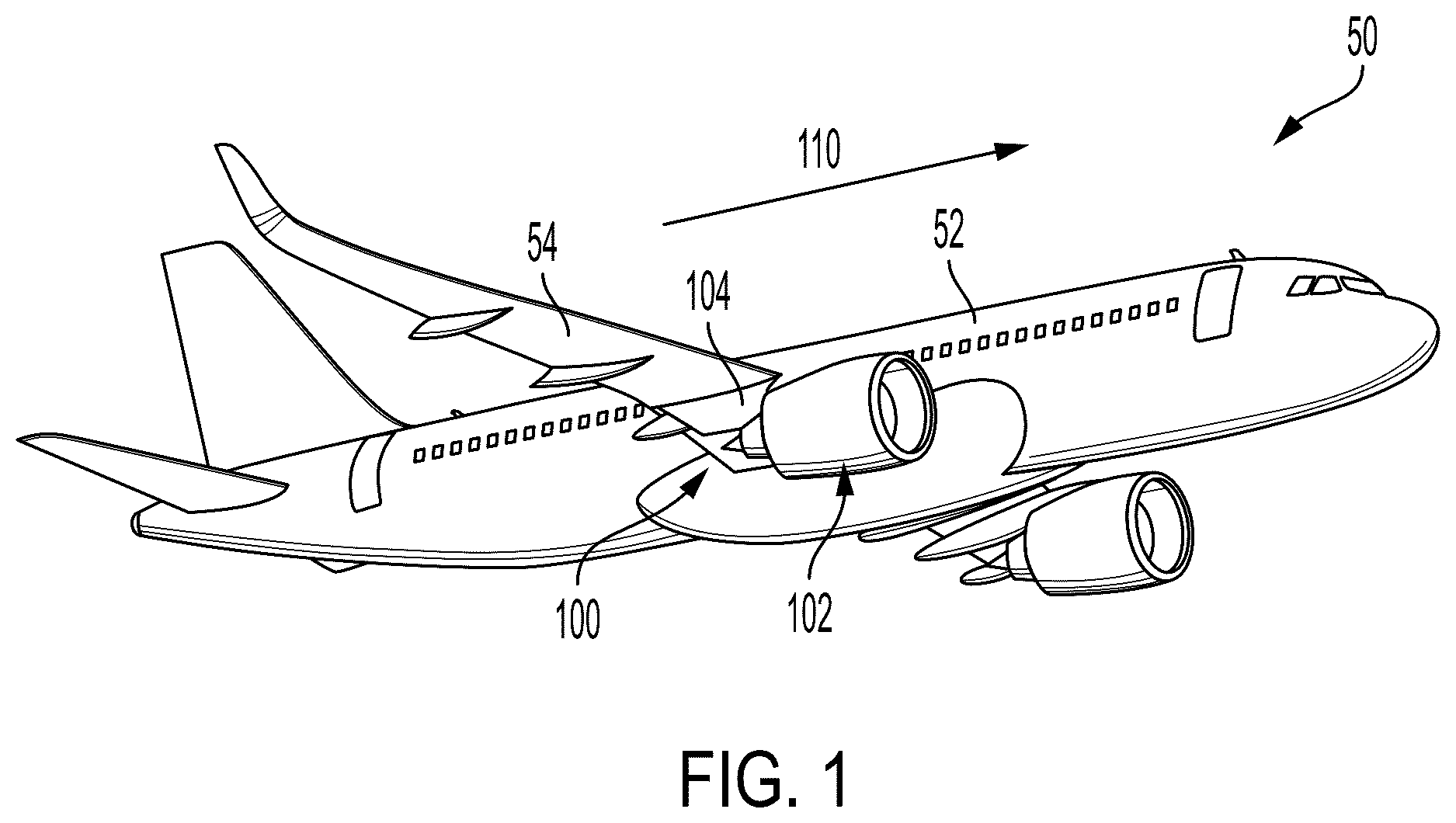 Patent US12612170 Figure 1 – Forward engine mount with converging links