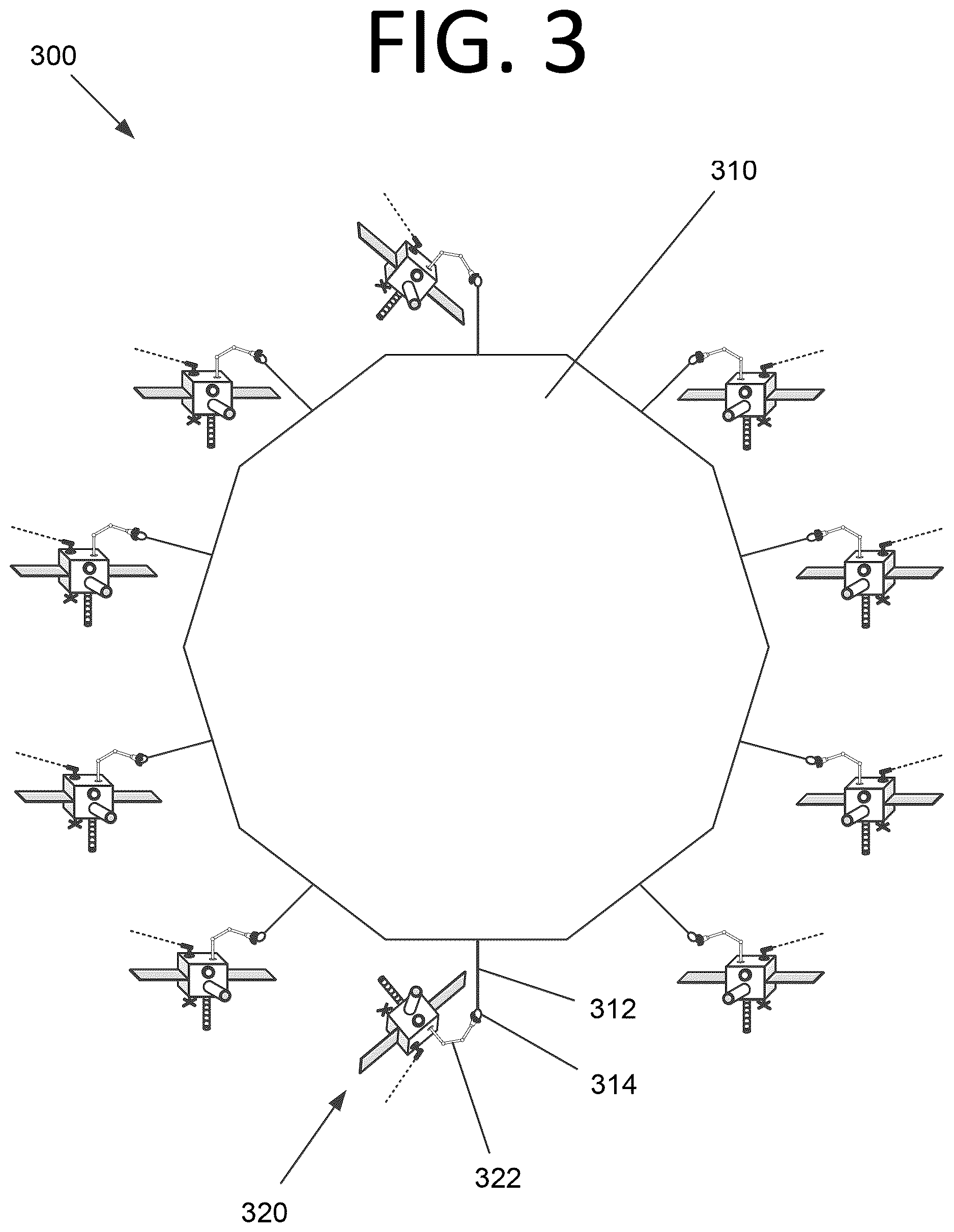 Patent US12612189 Figure 7 – Independently moving space vehicles configured to deploy and position a space structure