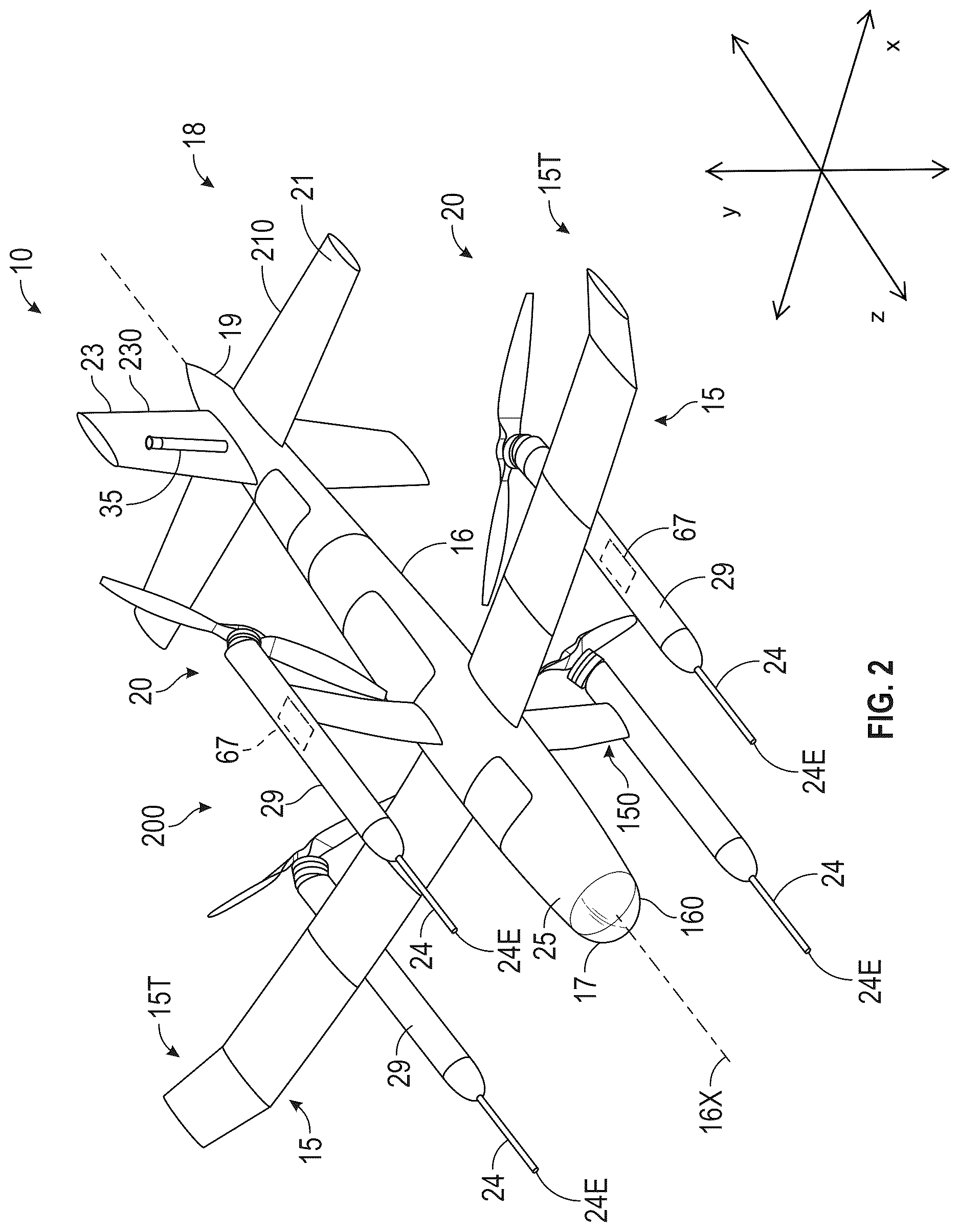 Patent US12612191 Figure 2 – VTOL aircraft capable of flying forward and backward