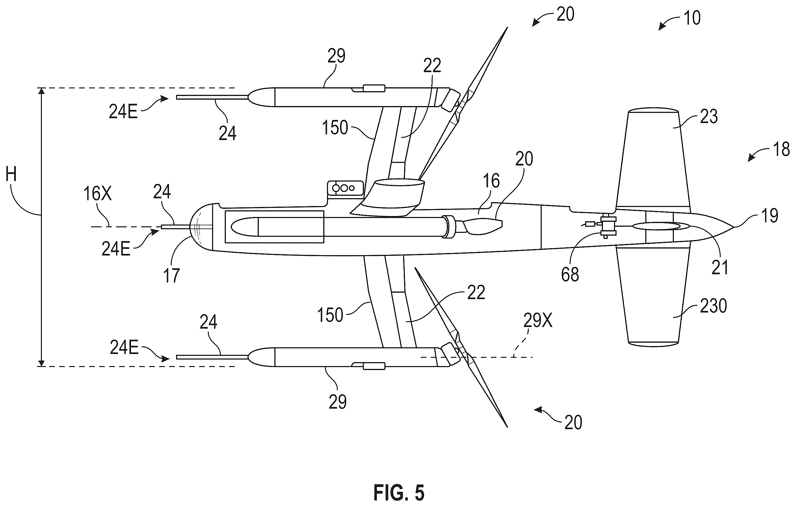Patent US12612191 Figure 5 – VTOL aircraft capable of flying forward and backward