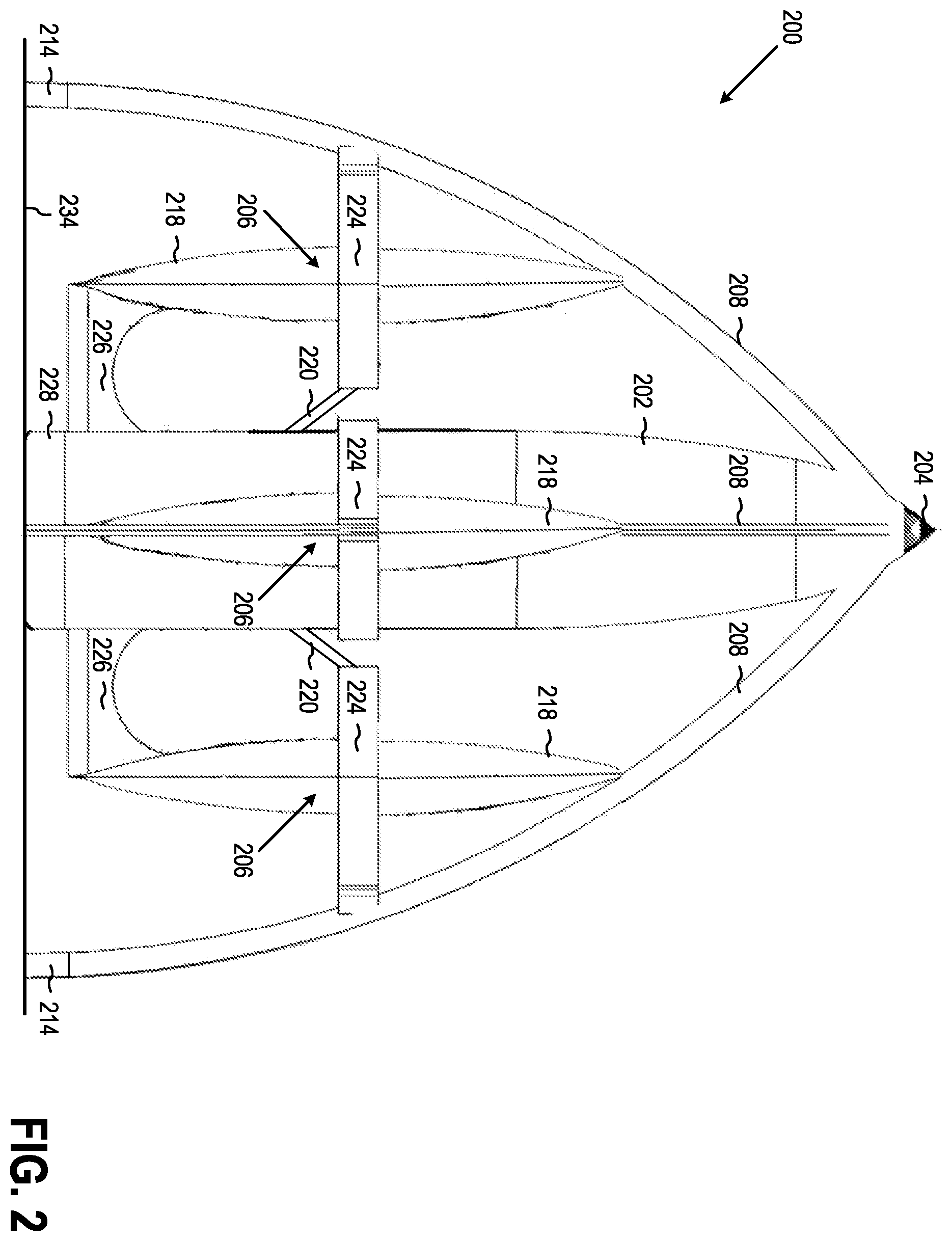 Patent US12612196 Figure 2 – Aerial vehicles with protective members for absorbing shock load during wire strike