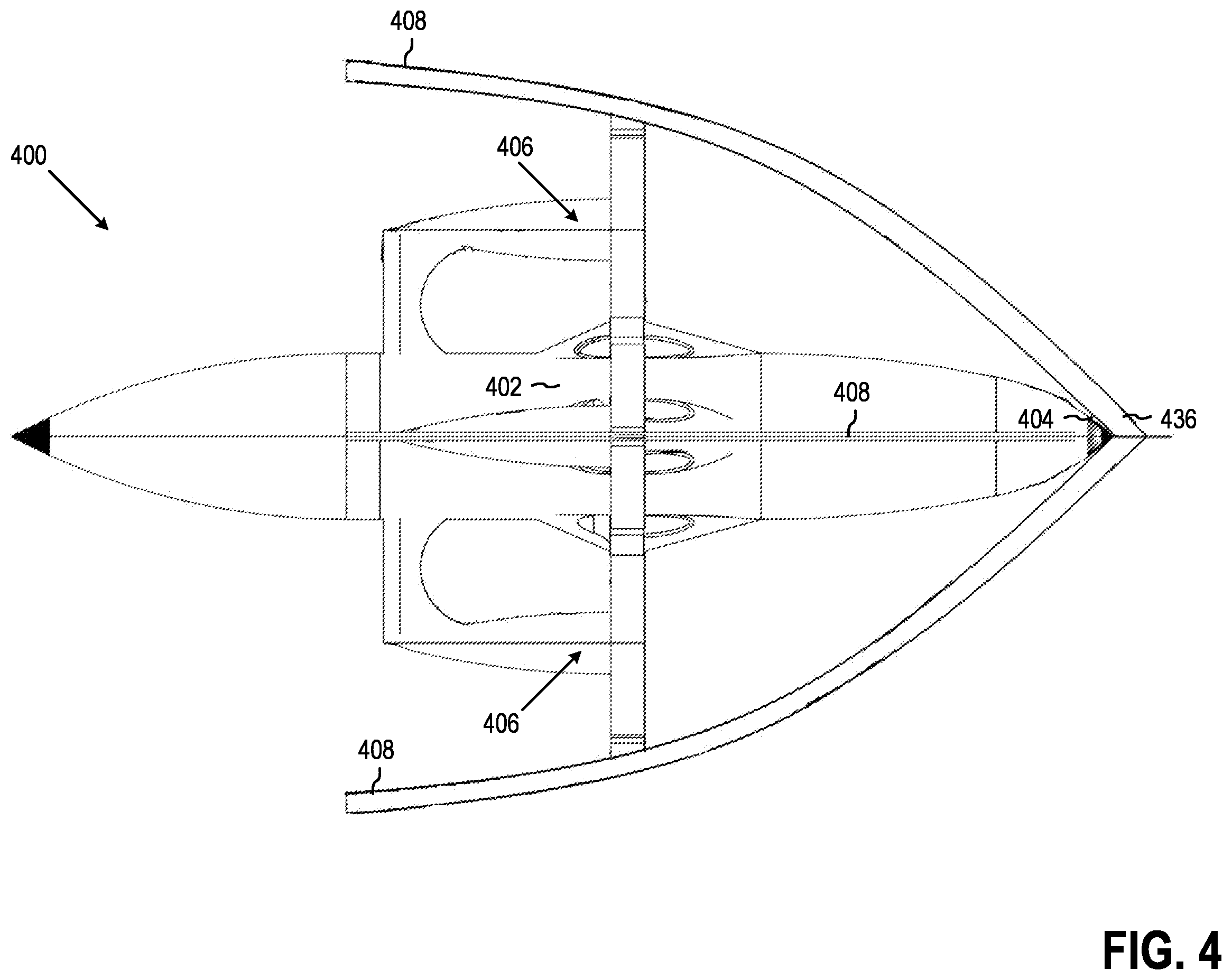 Patent US12612196 Figure 4 – Aerial vehicles with protective members for absorbing shock load during wire strike