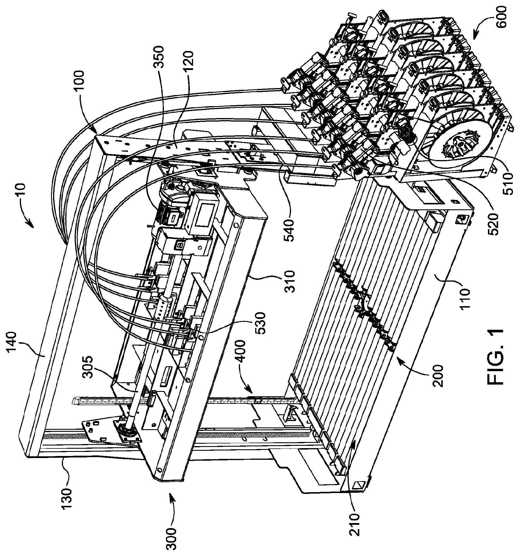Patent US12612202 Figure 1 – System for compressing and strapping loads with press-type strapping machines having improved platen control