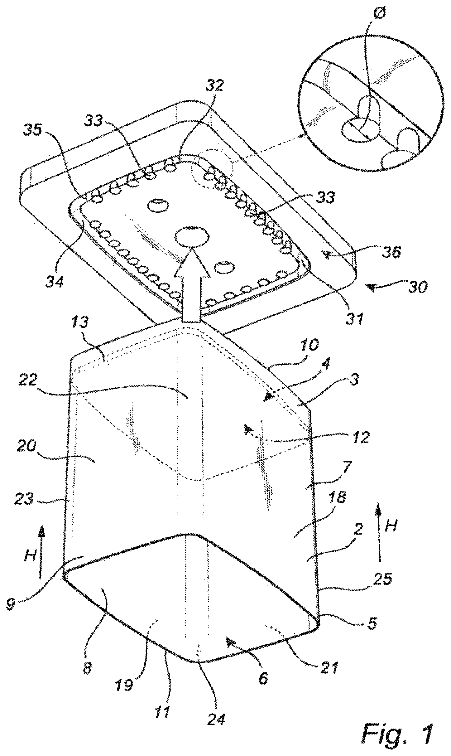 Patent US12612204 Figure 1 – Method of producing a packaging container, a packaging container and a curling tool