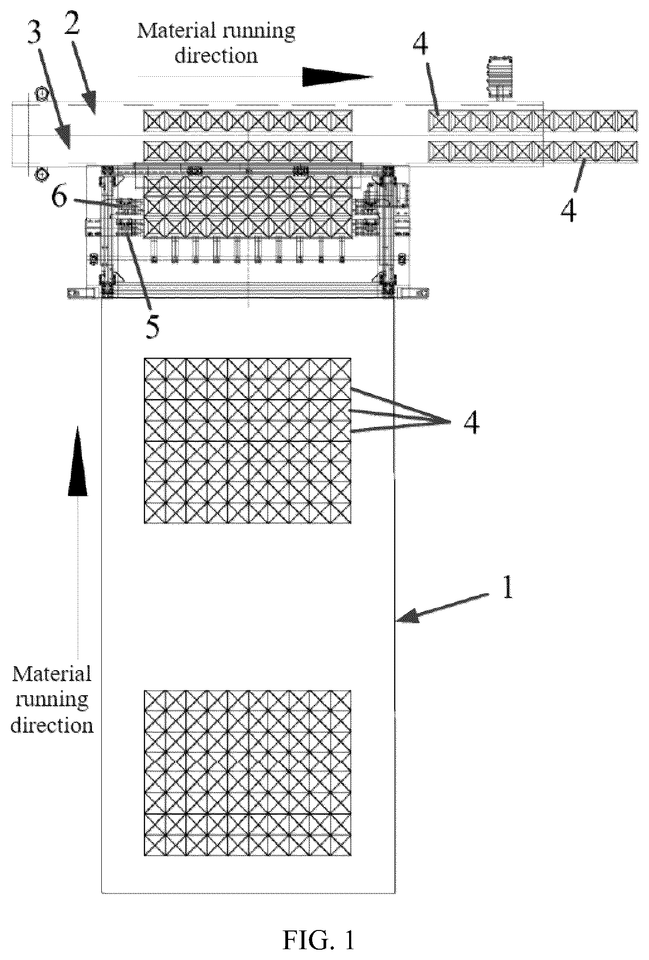 Patent US12612205 Figure 1 – Double-row conveyor belt feeding apparatus and packaging box transportation device and method for using same