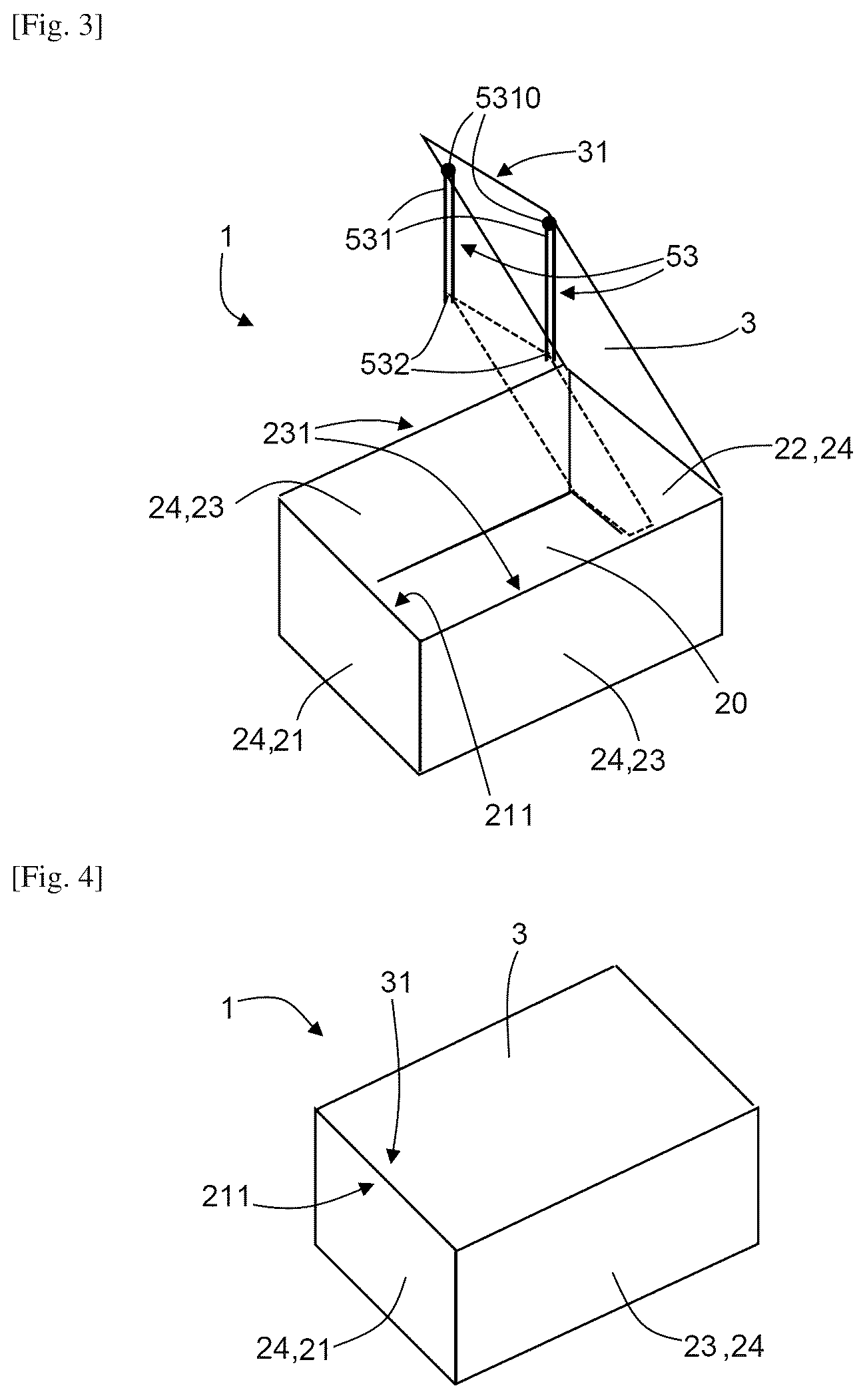 Patent US12612211 Figure 2 – Foldable parcel comprising means for guiding a cover