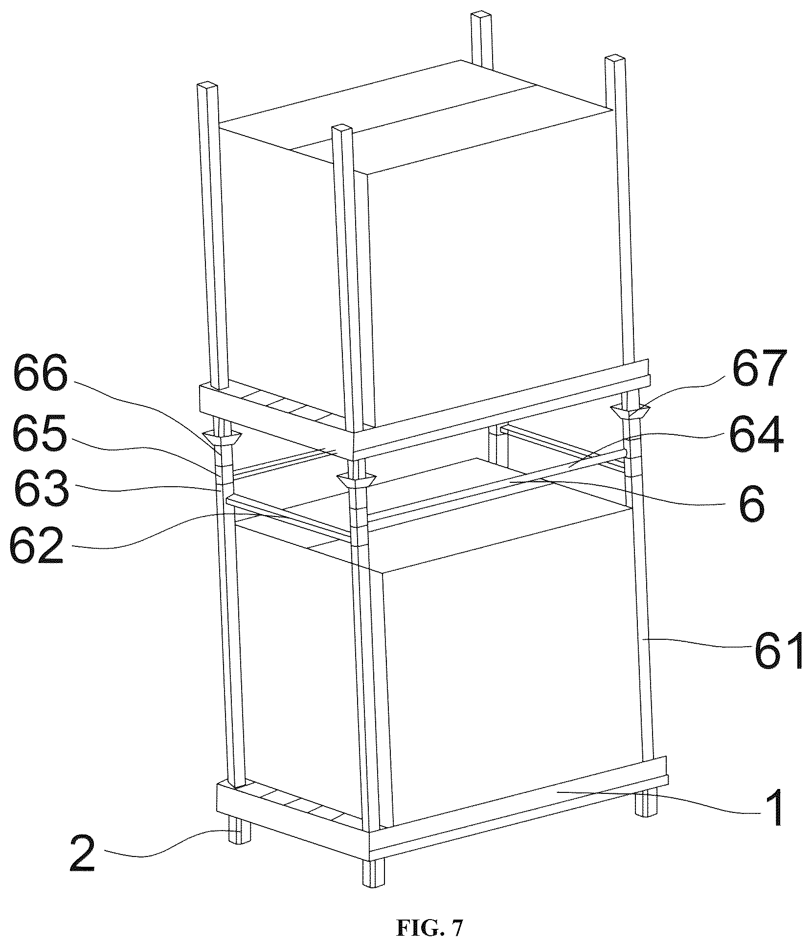 Patent US12612214 Figure 4 – Composite multi-functional load-bearing pallet
