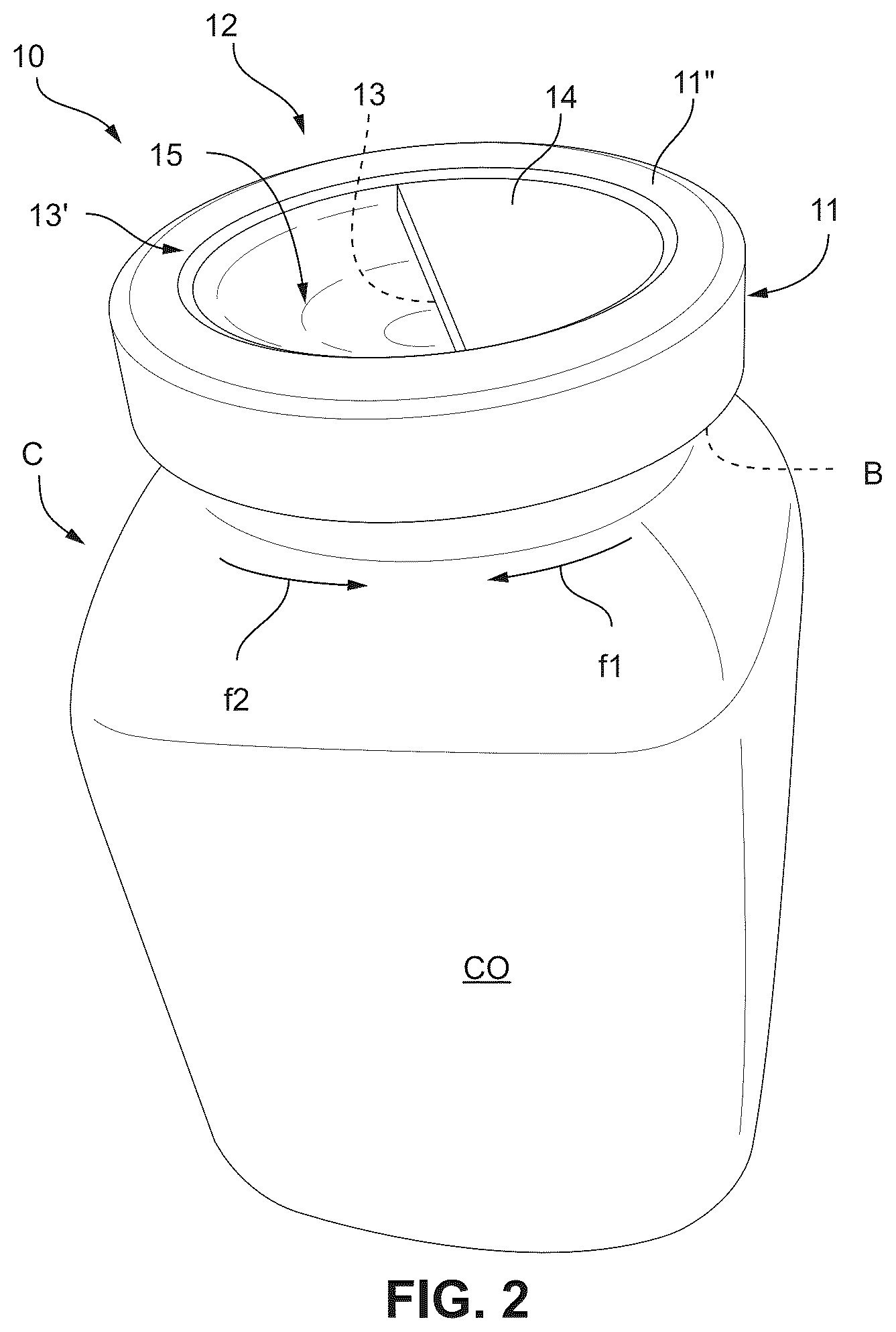 Patent US12612218 Figure 3 – Cover or cap screwable onto a container, in particular of glass, with a manual grip formed by a recess or a bar