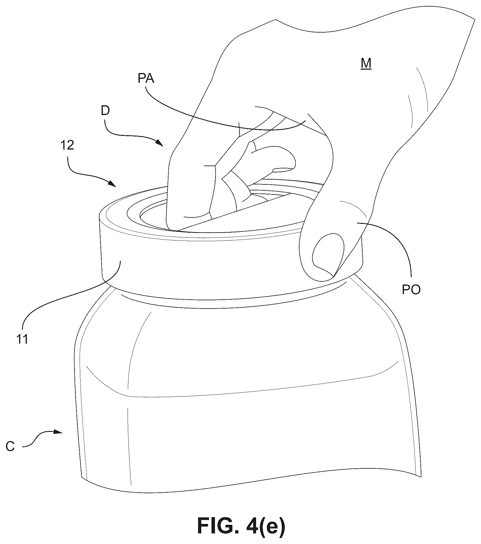 Patent US12612218 Figure 8 – Cover or cap screwable onto a container, in particular of glass, with a manual grip formed by a recess or a bar