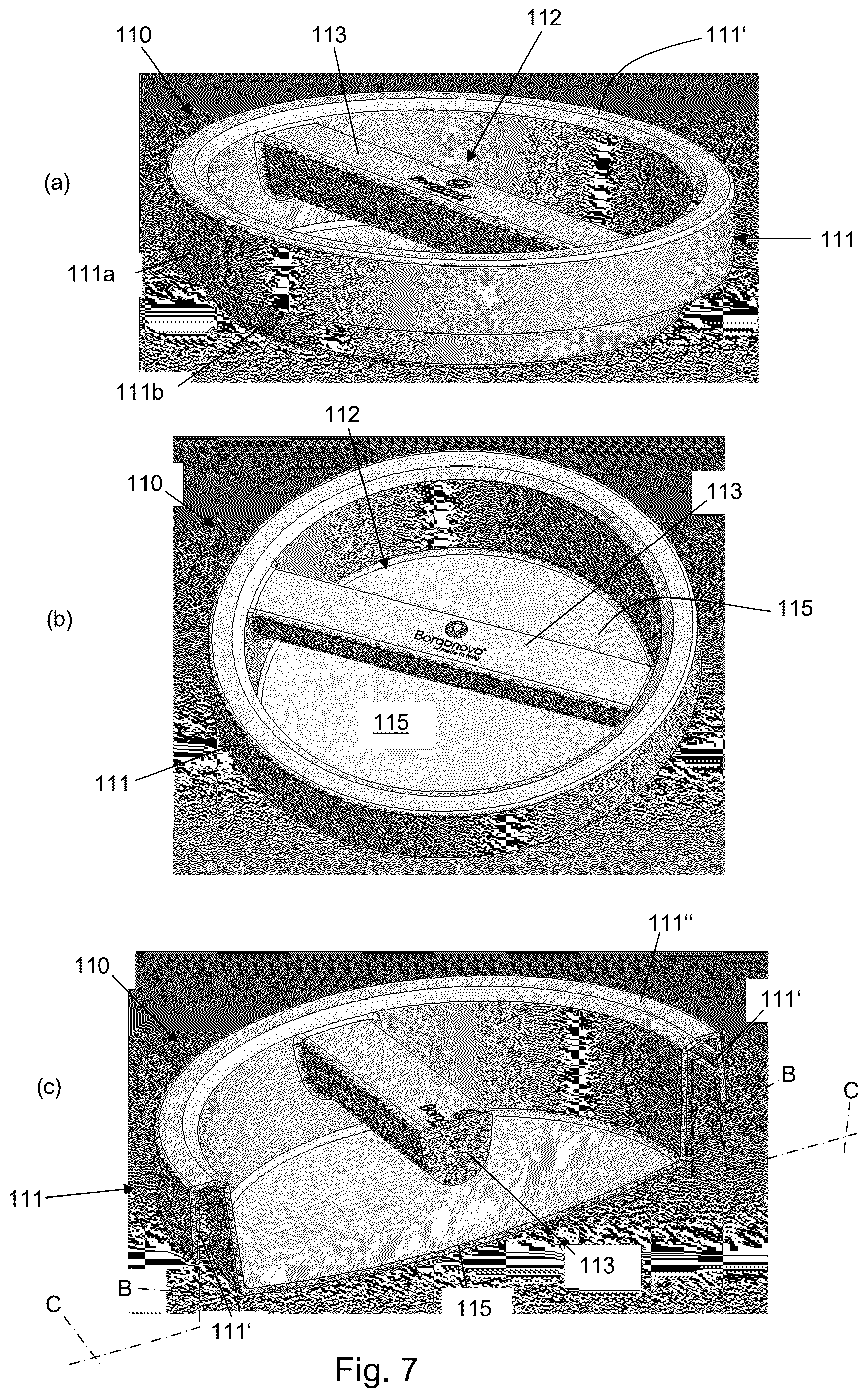 Patent US12612218 Figure 11 – Cover or cap screwable onto a container, in particular of glass, with a manual grip formed by a recess or a bar