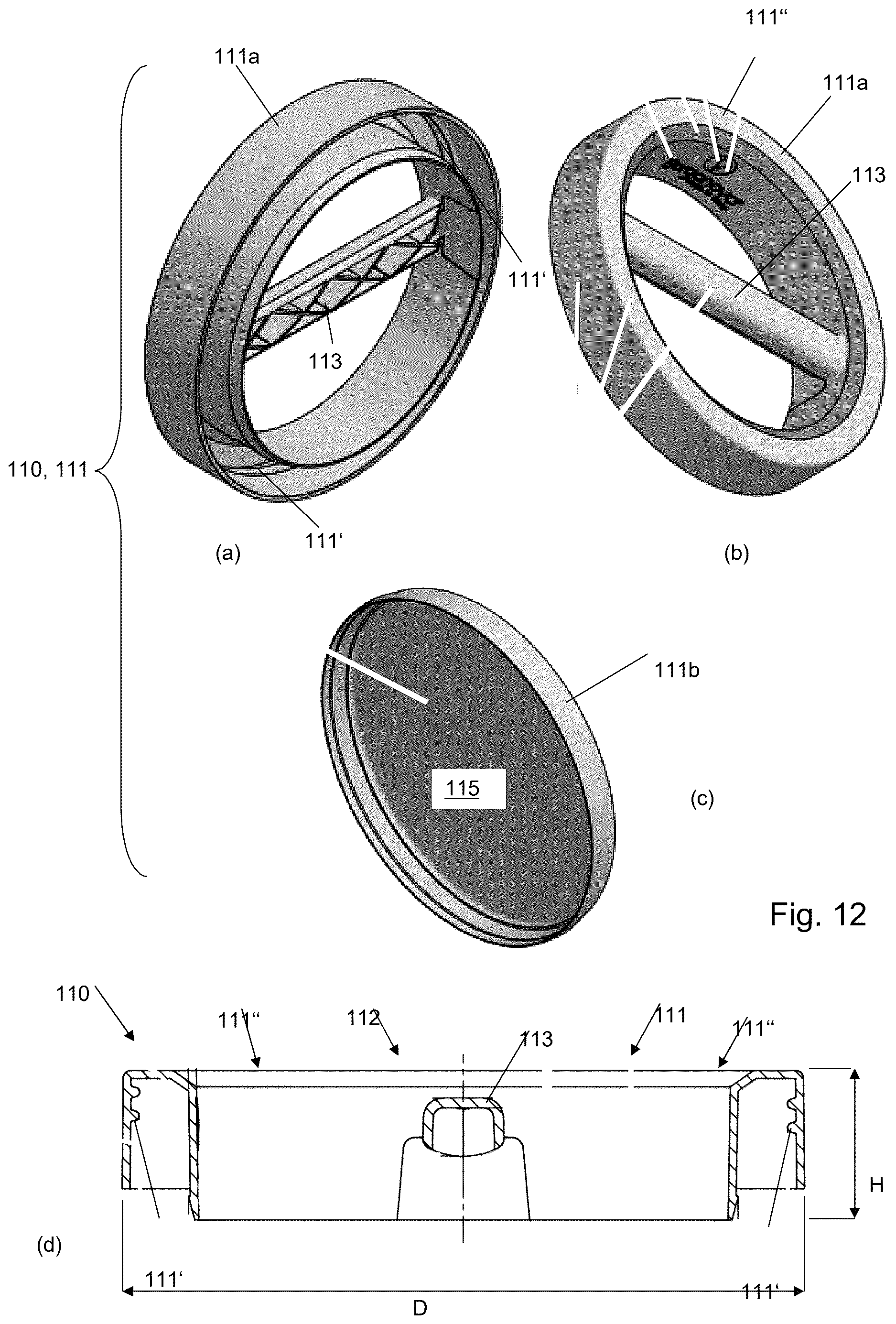 Patent US12612218 Figure 18 – Cover or cap screwable onto a container, in particular of glass, with a manual grip formed by a recess or a bar