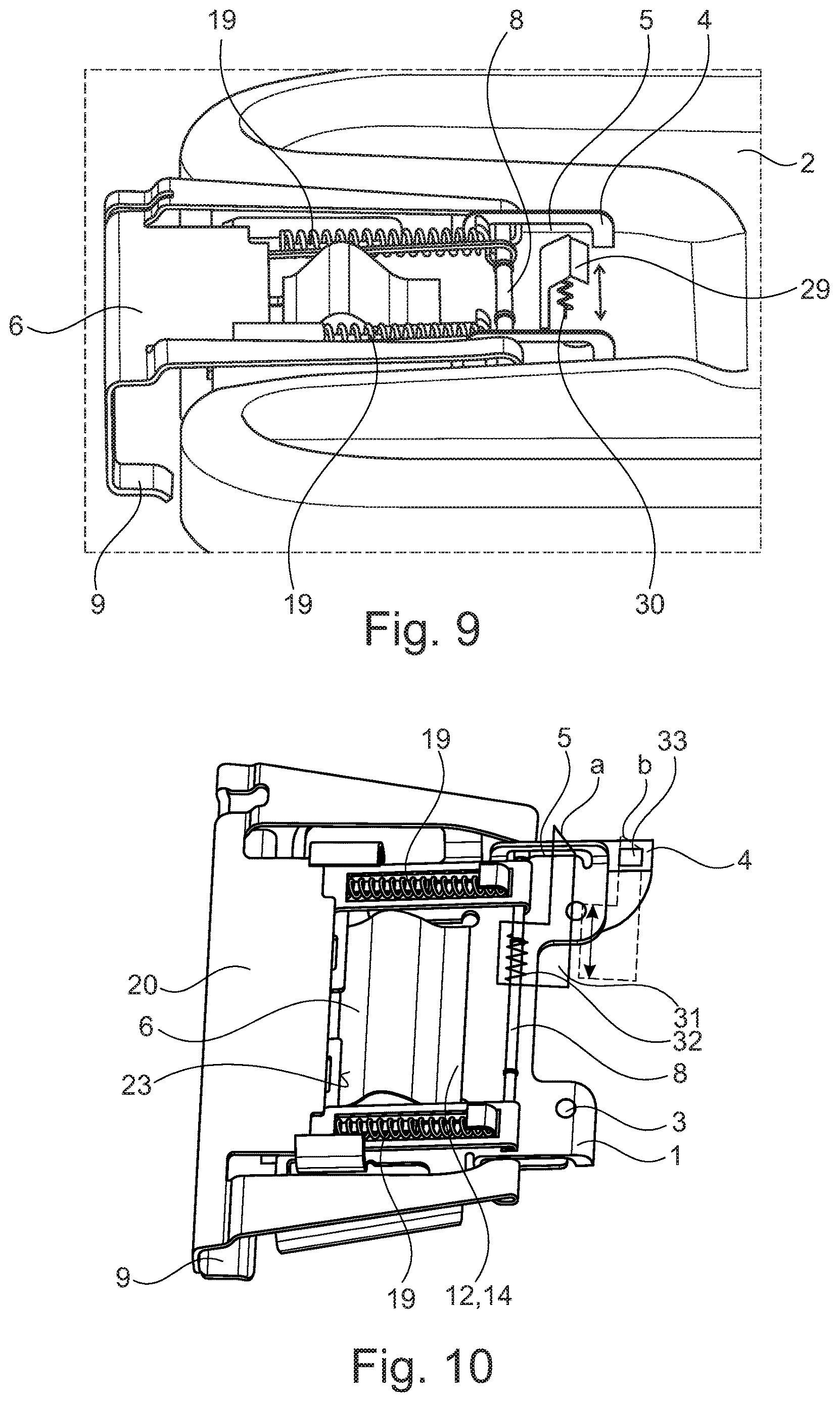 Patent US12612221 Figure 5 – Closure mechanism with locking device for sterile containers, and sterile container comprising same