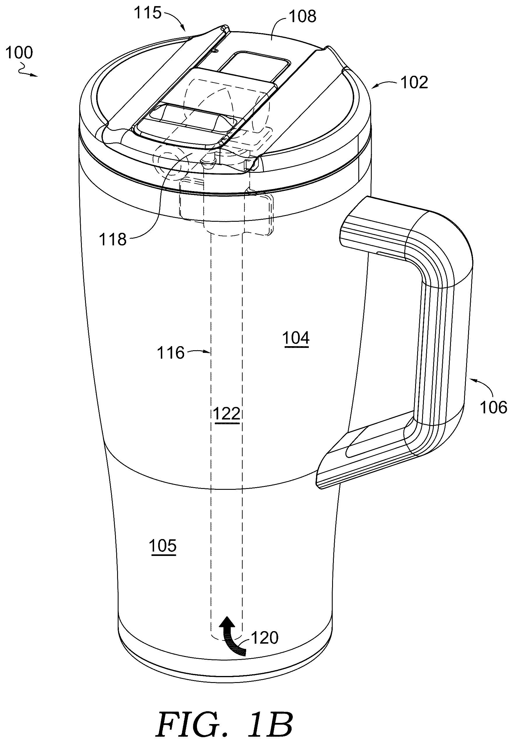 Patent US12612223 Figure 2 – Lid system for beverage container