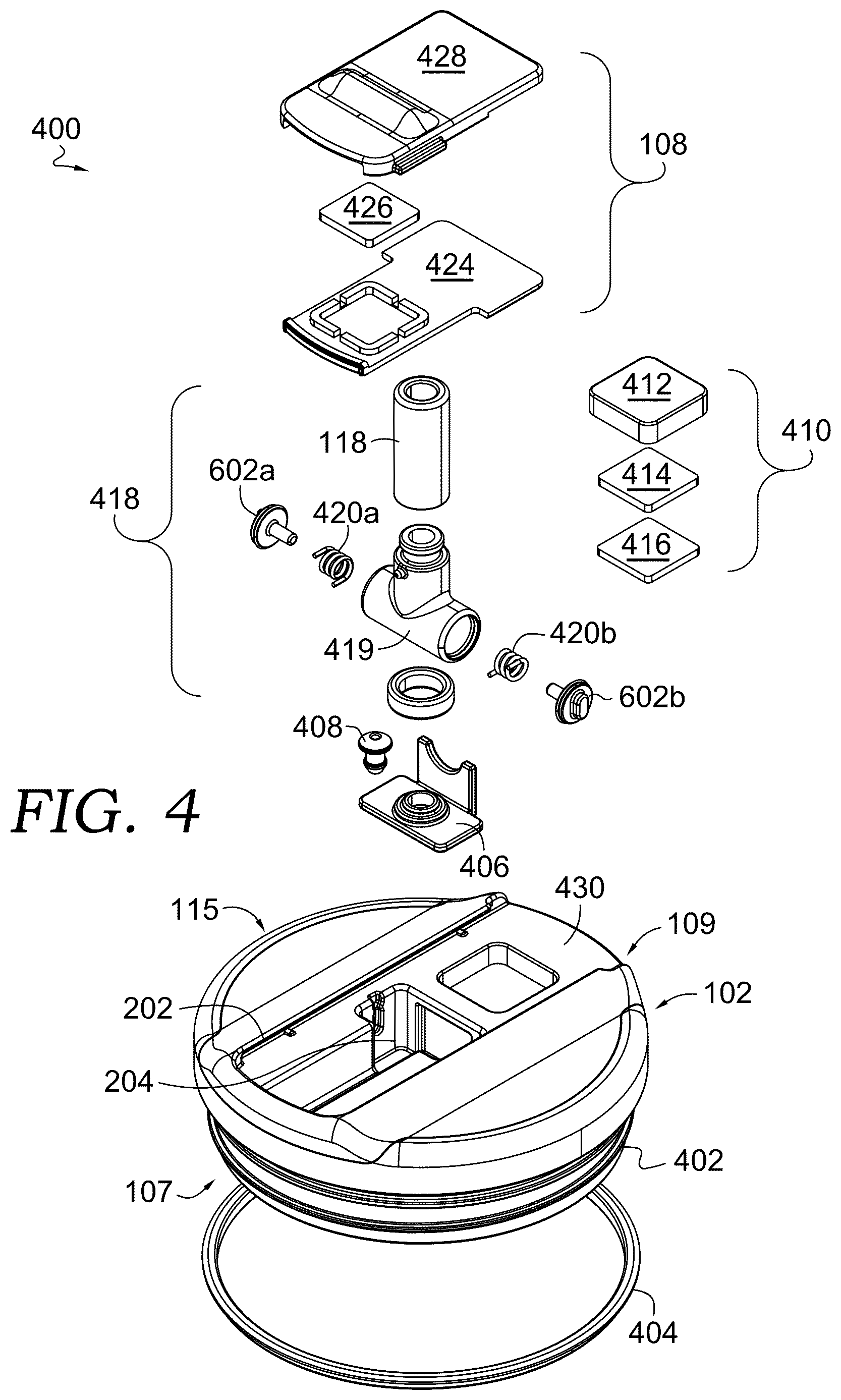 Patent US12612223 Figure 5 – Lid system for beverage container