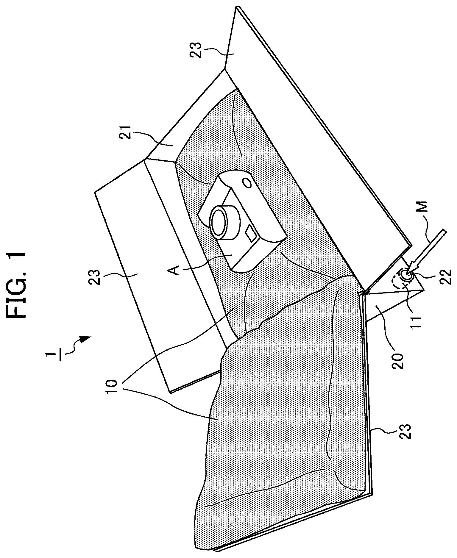 Patent US12612234 Figure 1 – Cushioning material and packaging