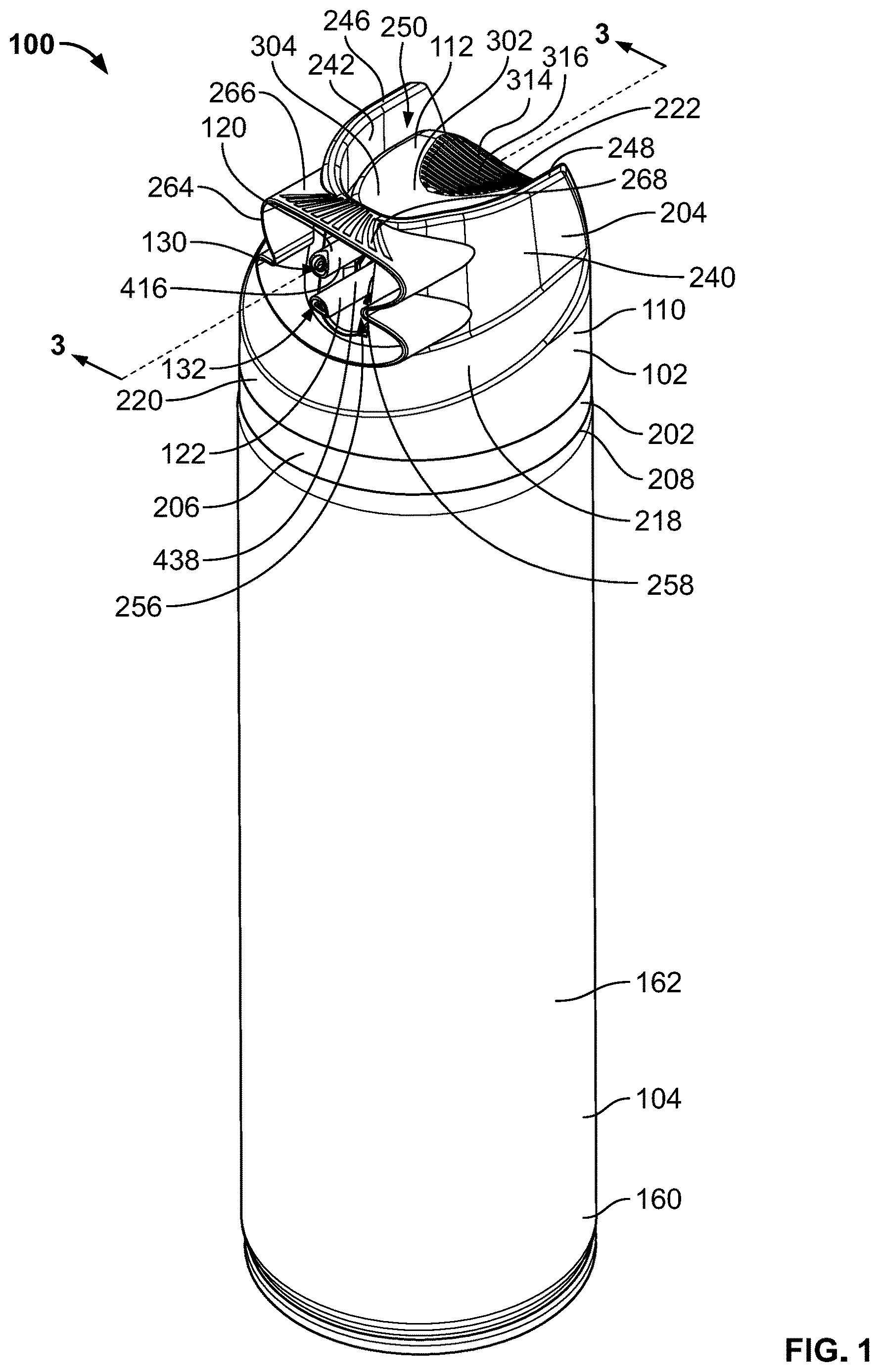 Patent US12612238 Figure 1 – Double nozzle overcap assembly