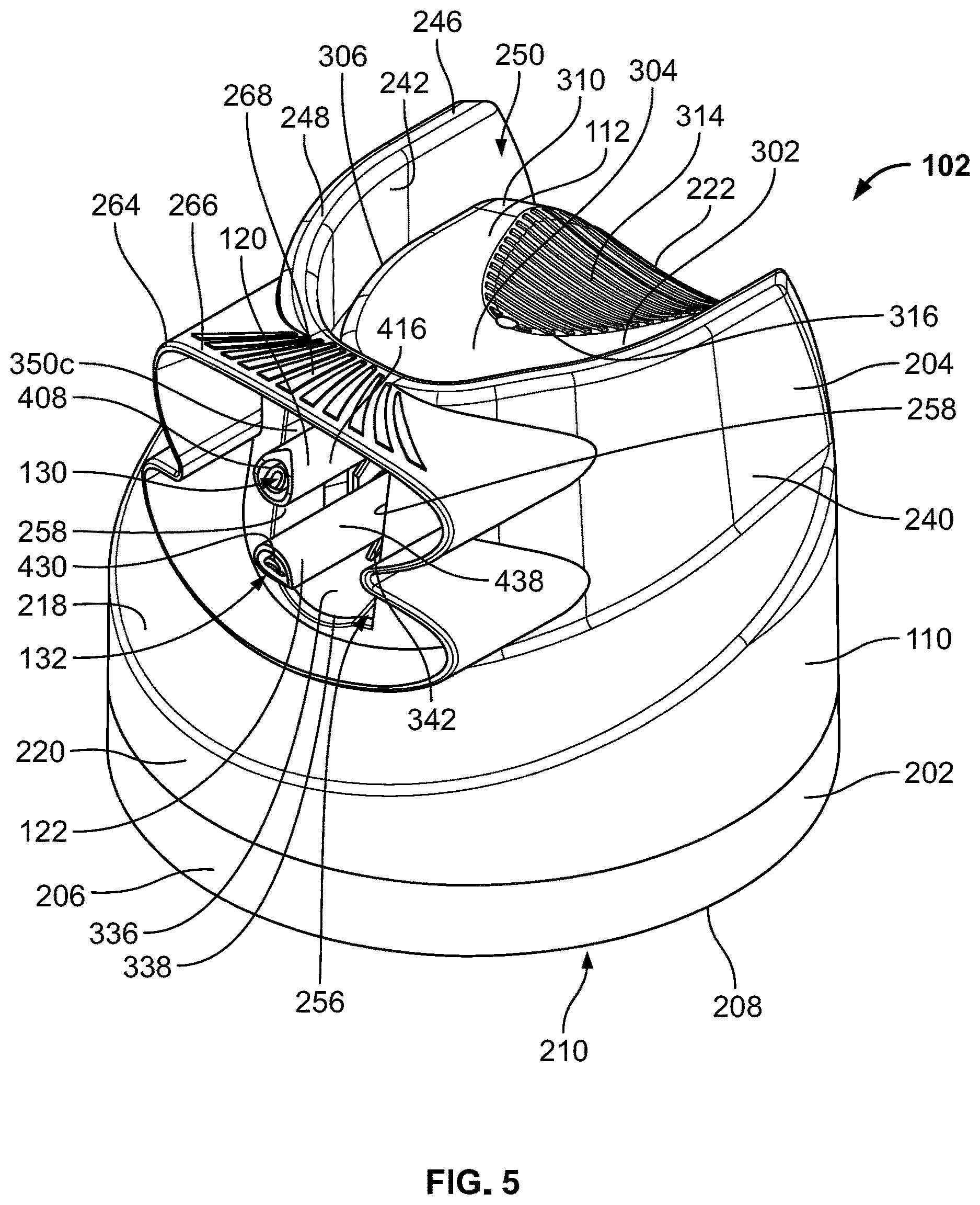 Patent US12612238 Figure 5 – Double nozzle overcap assembly