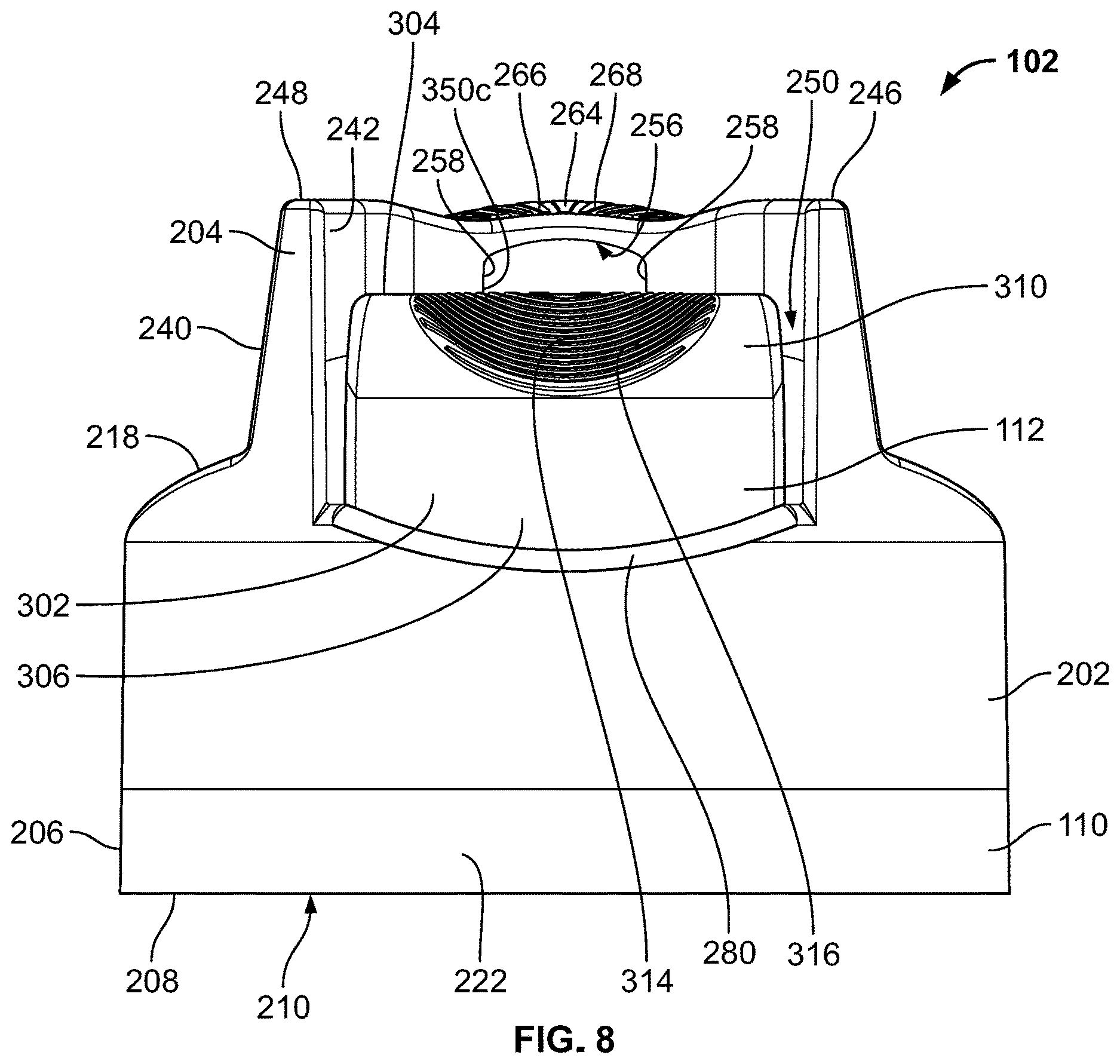 Patent US12612238 Figure 8 – Double nozzle overcap assembly