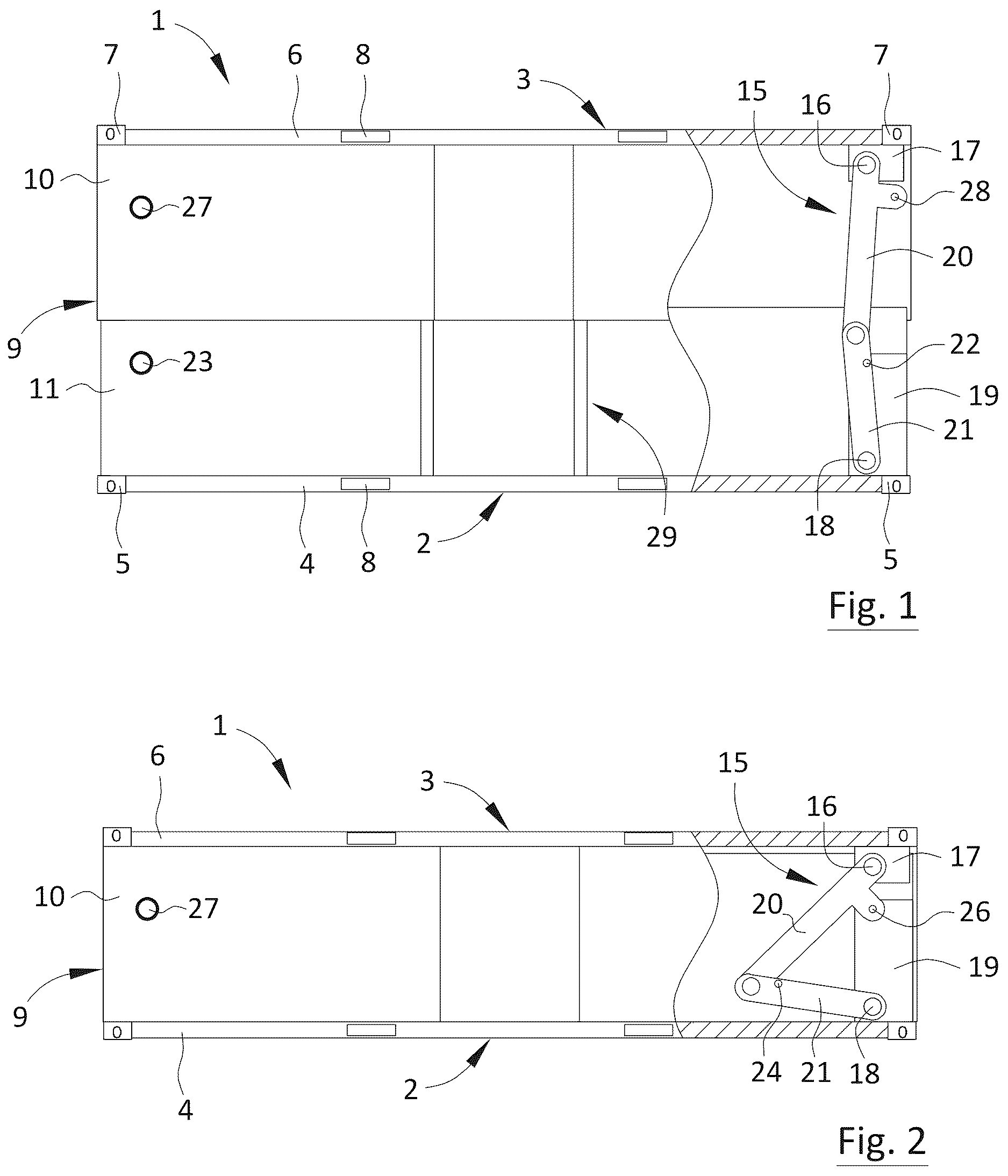 Patent US12612242 Figure 1 – Telescopic shipping container