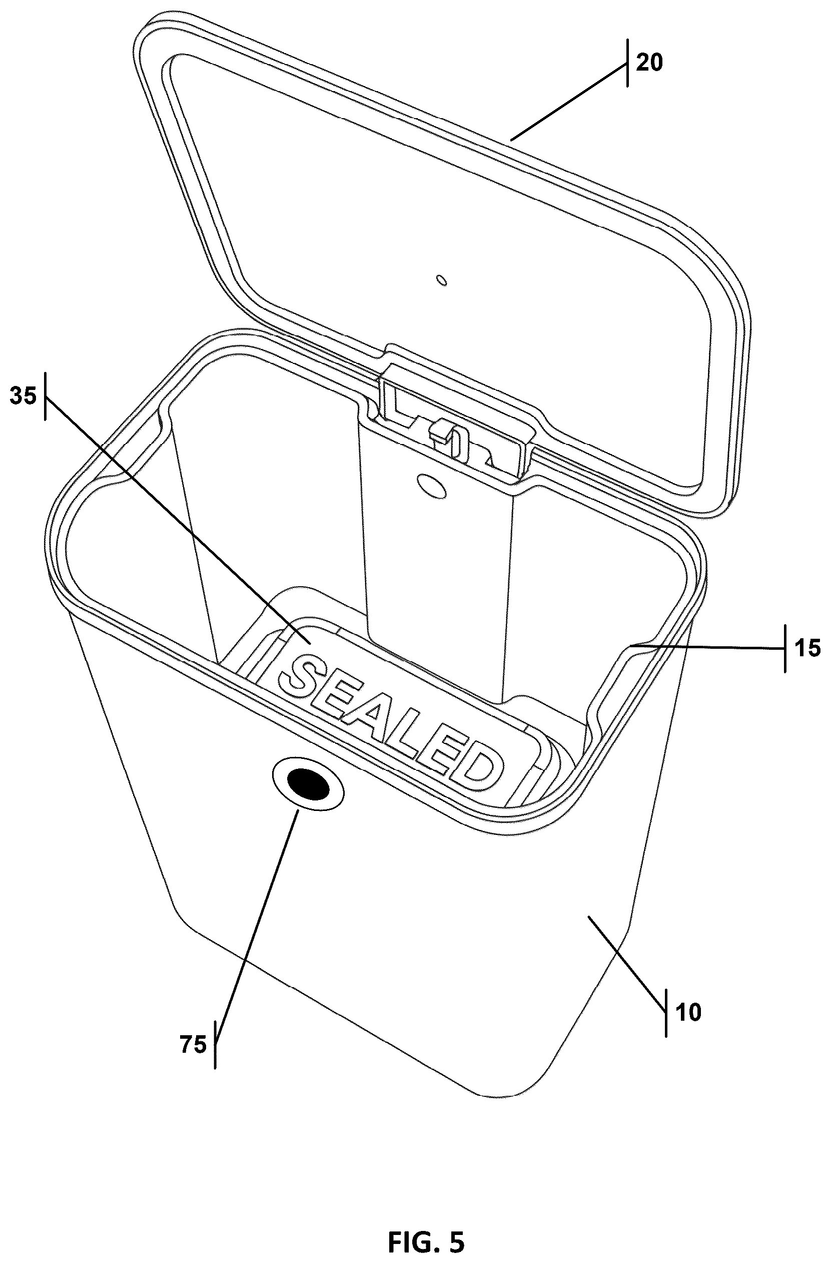Patent US12612246 Figure 8 – Trash can with integrated air evacuation system