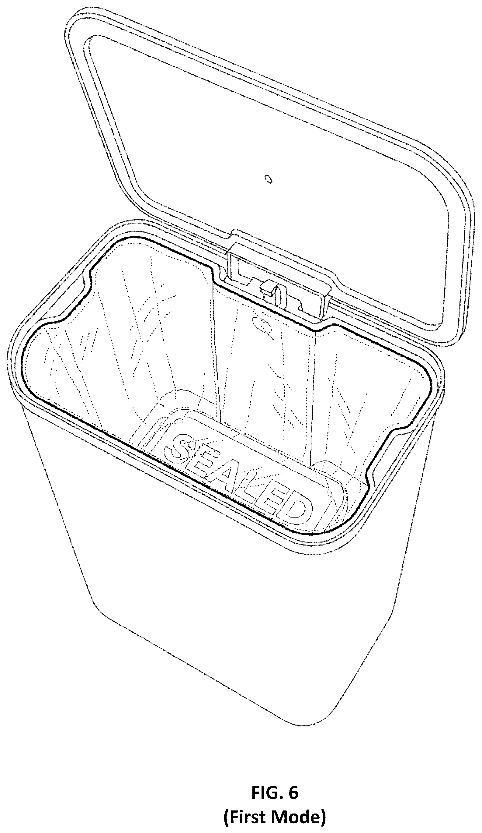 Patent US12612246 Figure 9 – Trash can with integrated air evacuation system