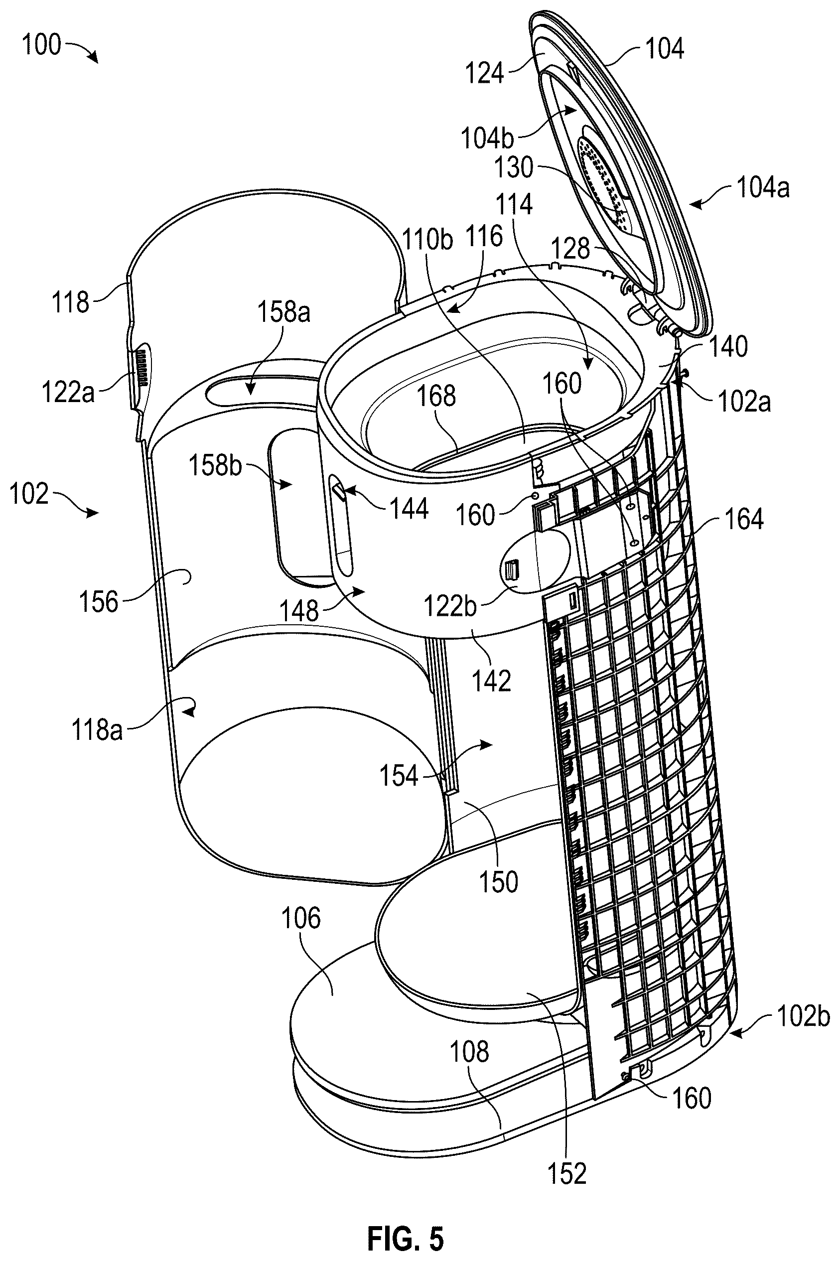 Patent US12612248 Figure 5 – Refuse container for blocking odor of disposed materials