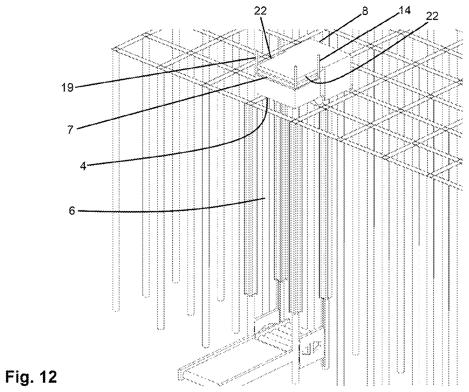 Patent US12612251 Figure 12 – Storage and retrieval system, and station for a storage and retrieval system