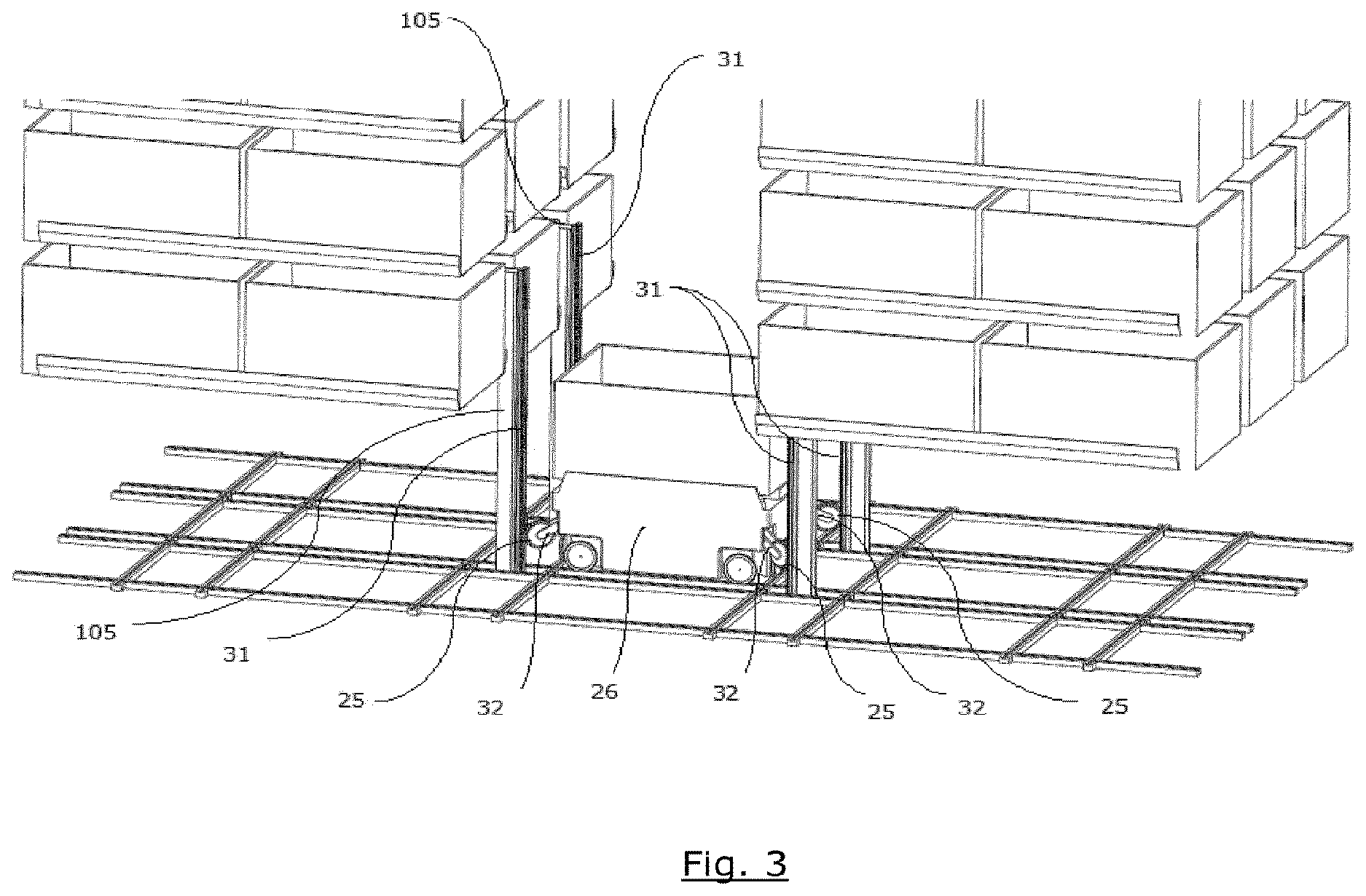Patent US12612253 Figure 3 – Order picking or buffer storage system