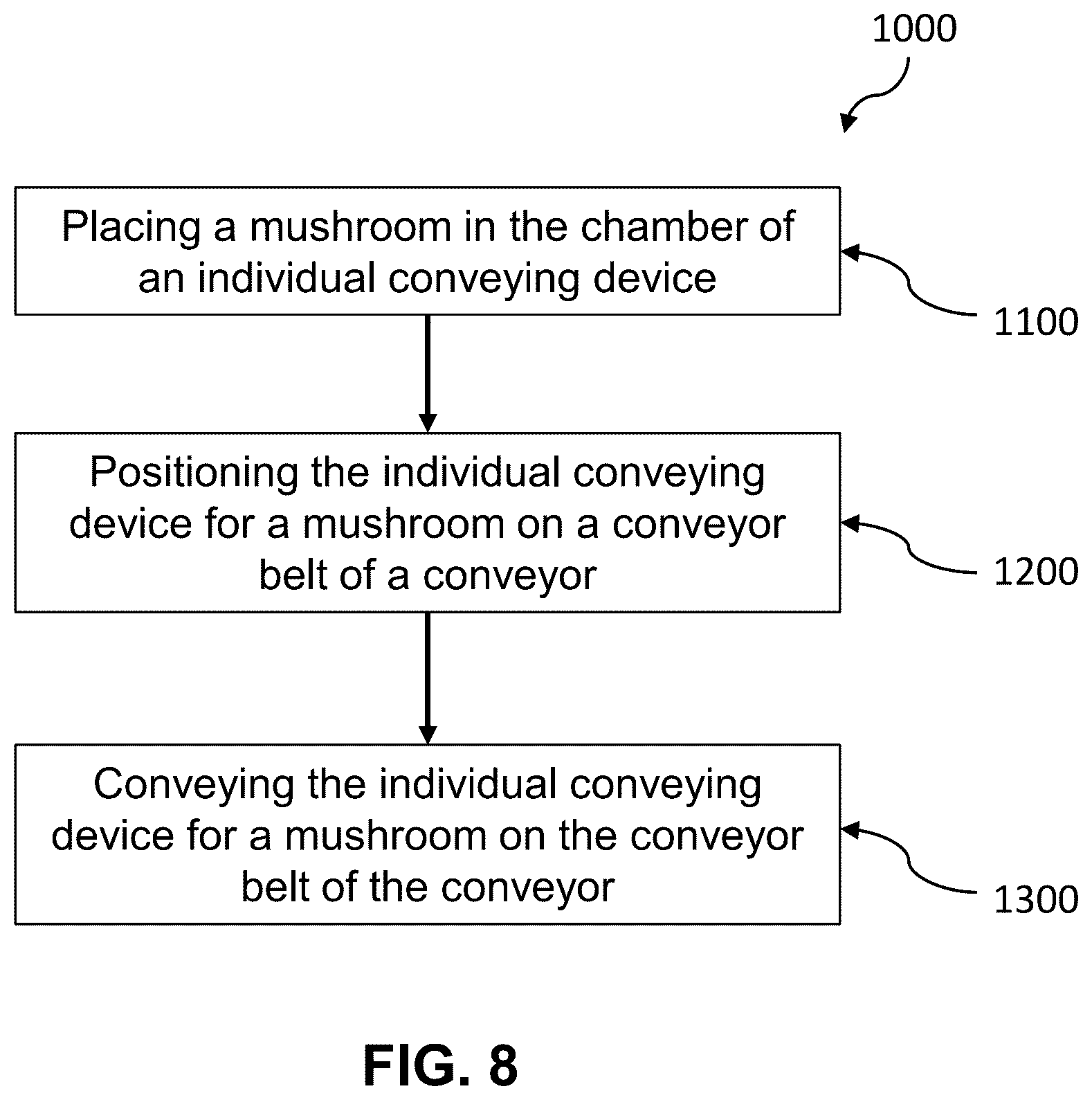 Patent US12612257 Figure 5 – Mushroom conveying and packaging