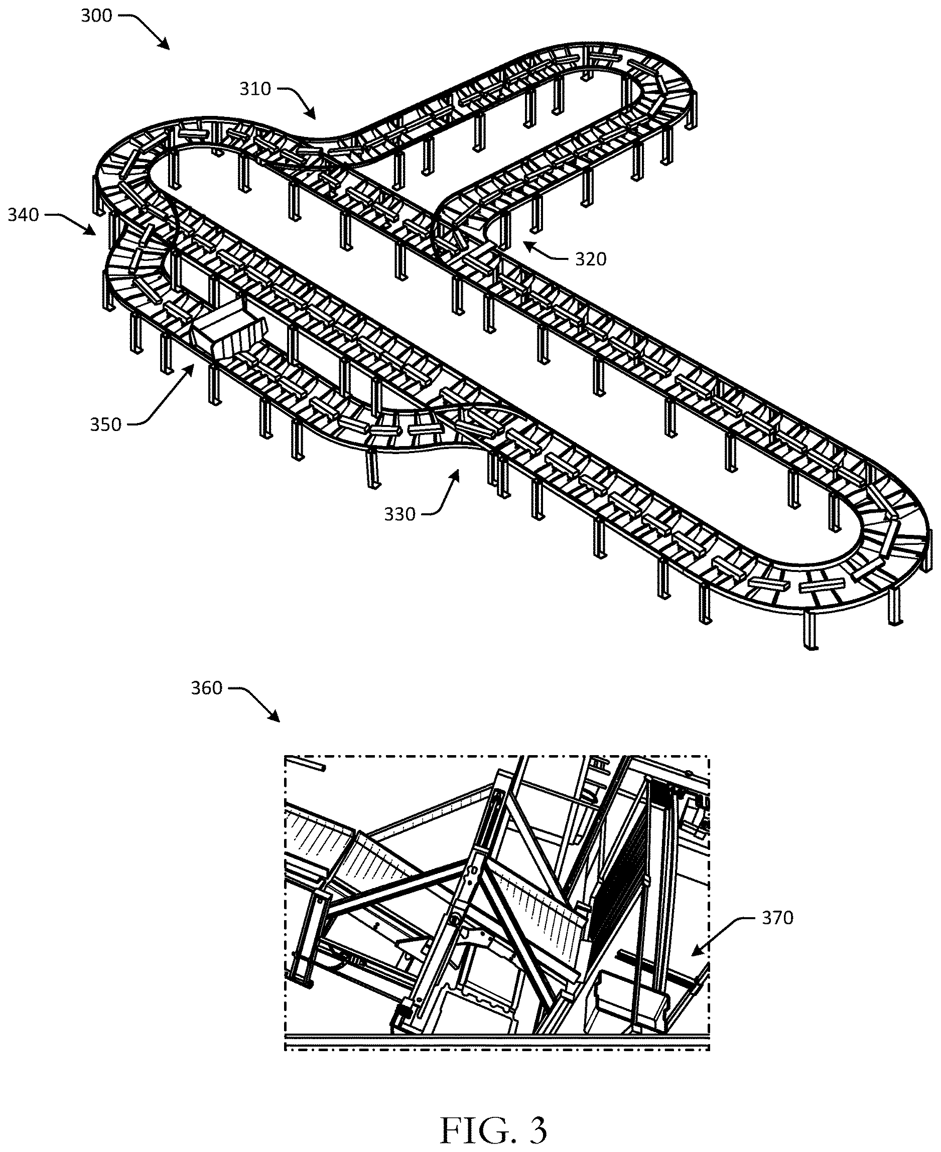 Patent US12612261 Figure 3 – Automated empty container flow for sortation systems