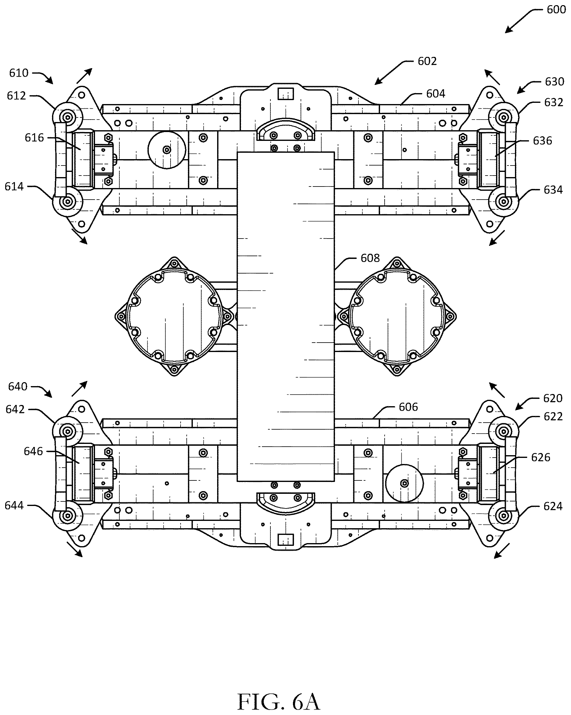 Patent US12612269 Figure 6 – Dynamic wheel assemblies for shuttles powered by linear synchronous motors