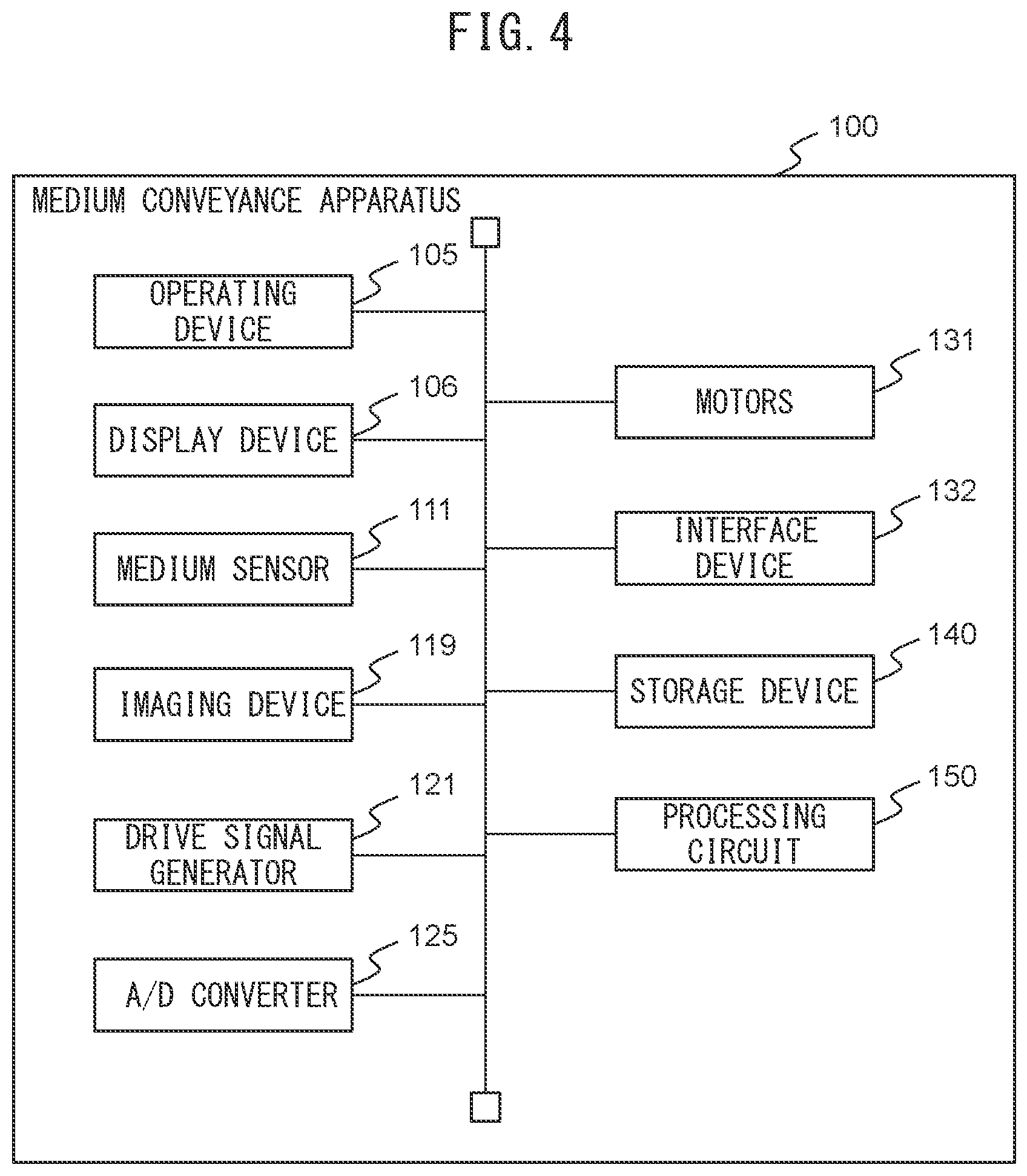 Patent US12612275 Figure 4 – Medium conveyance apparatus with a plurality of sound wave sensors driven by single drive signal and outputting sound wave signals at different timings