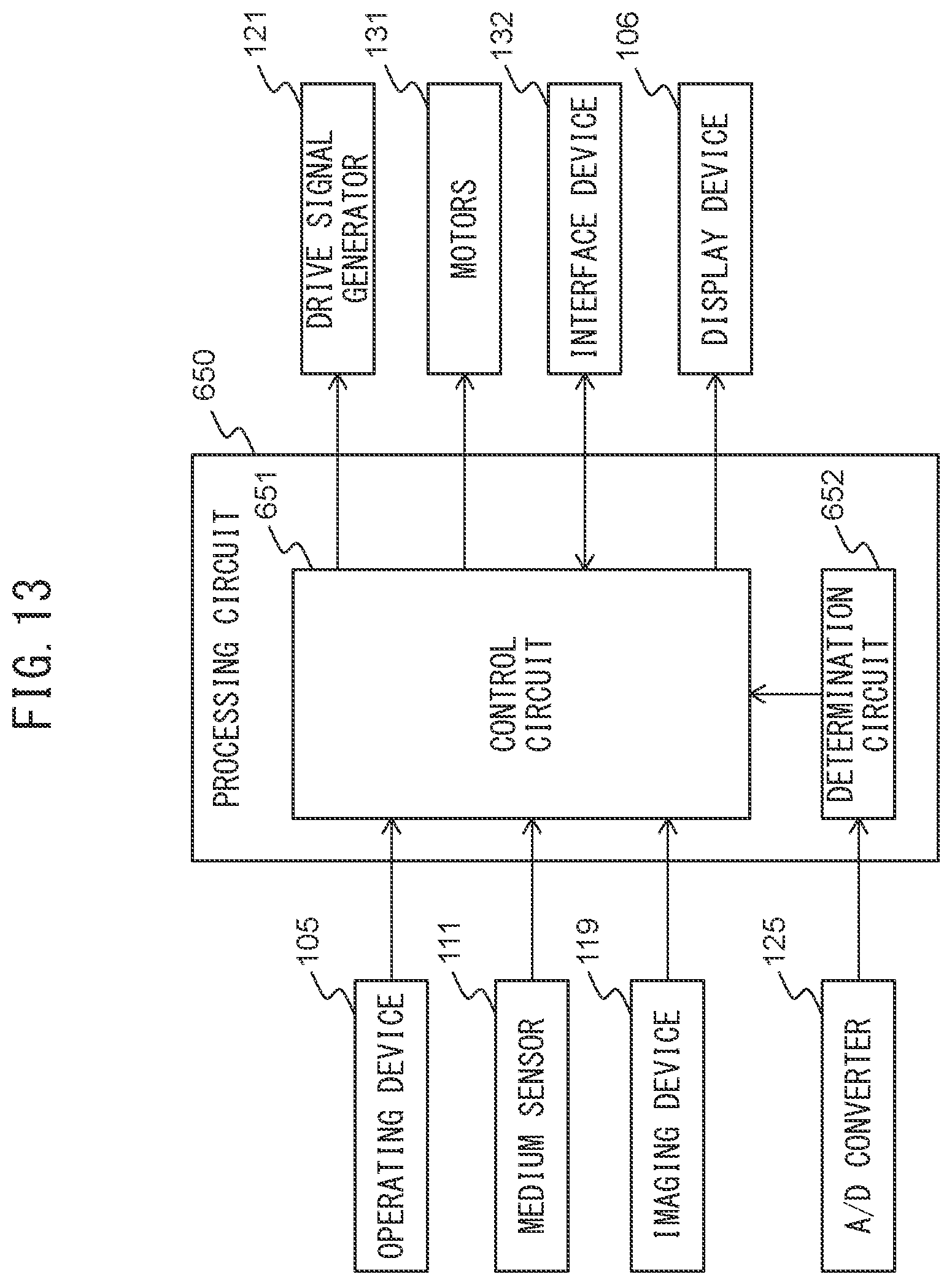 Patent US12612275 Figure 13 – Medium conveyance apparatus with a plurality of sound wave sensors driven by single drive signal and outputting sound wave signals at different timings