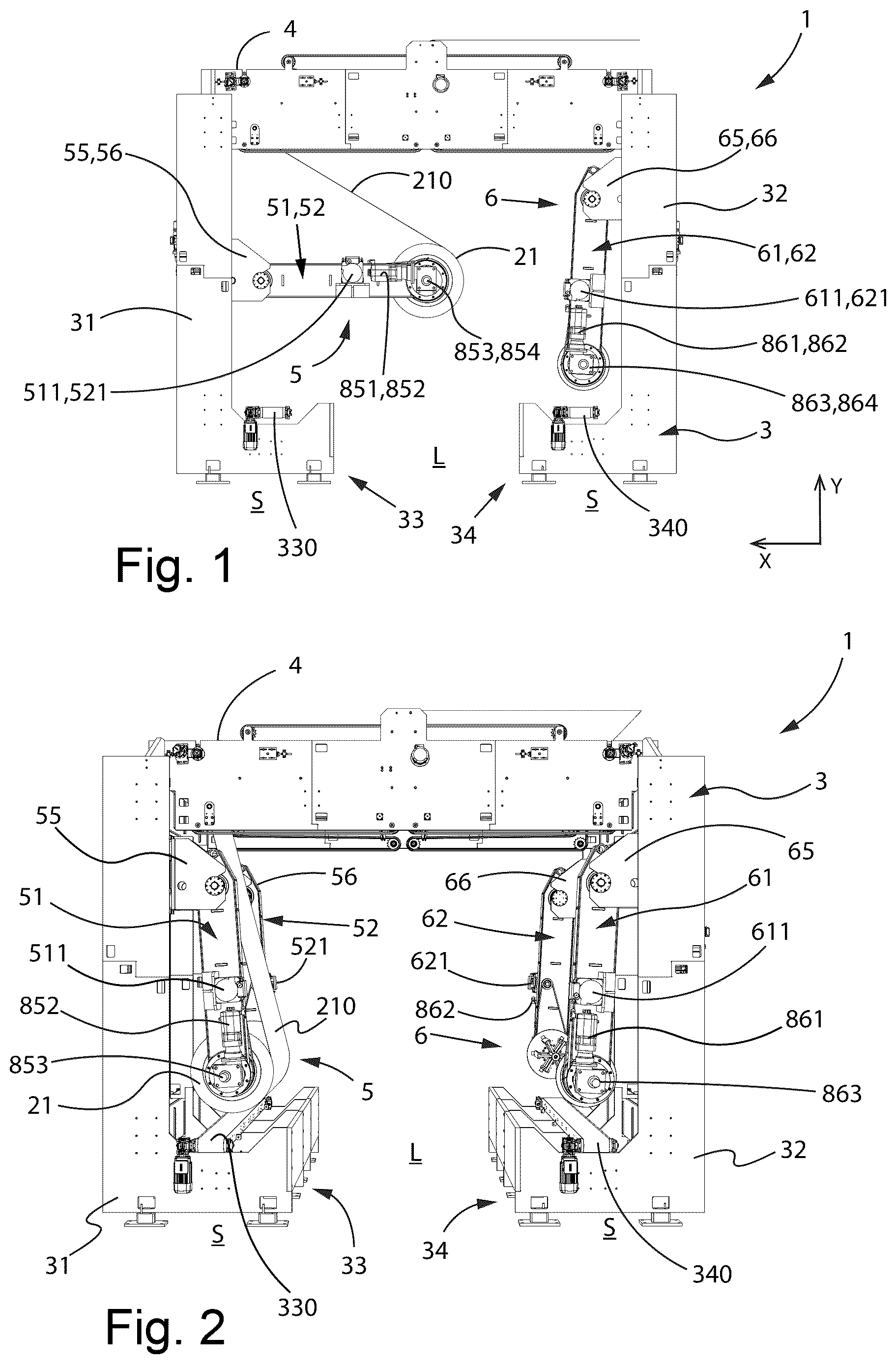 Patent US12612278 Figure 1 – Unwinder, in particular for unwinding reels of paper, semi-automatic plant comprising such unwinder and process for unwinding reels