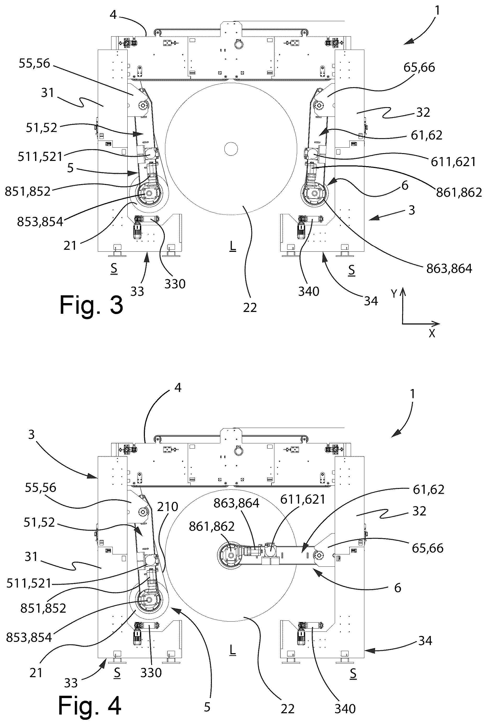 Patent US12612278 Figure 2 – Unwinder, in particular for unwinding reels of paper, semi-automatic plant comprising such unwinder and process for unwinding reels