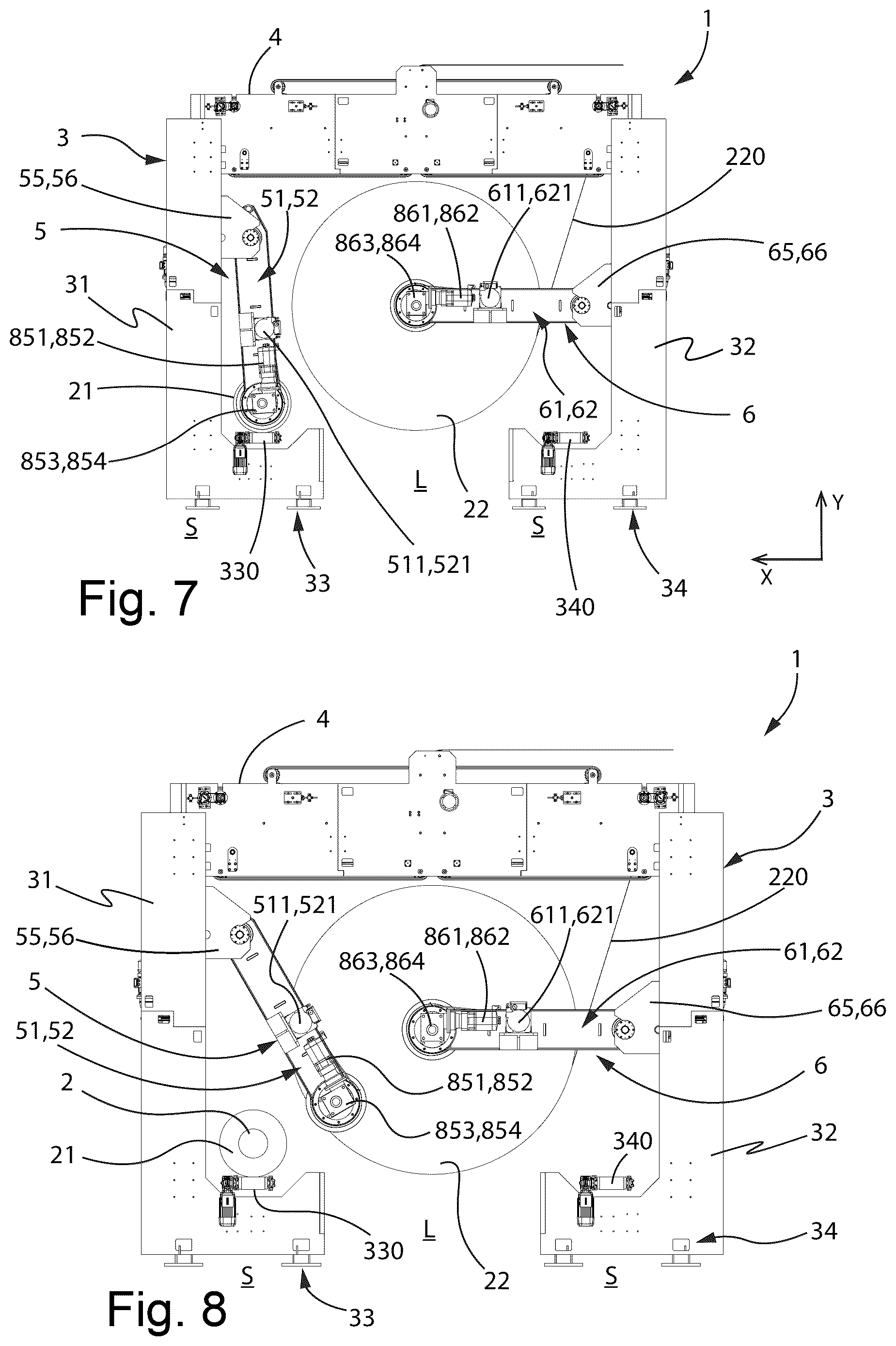 Patent US12612278 Figure 4 – Unwinder, in particular for unwinding reels of paper, semi-automatic plant comprising such unwinder and process for unwinding reels