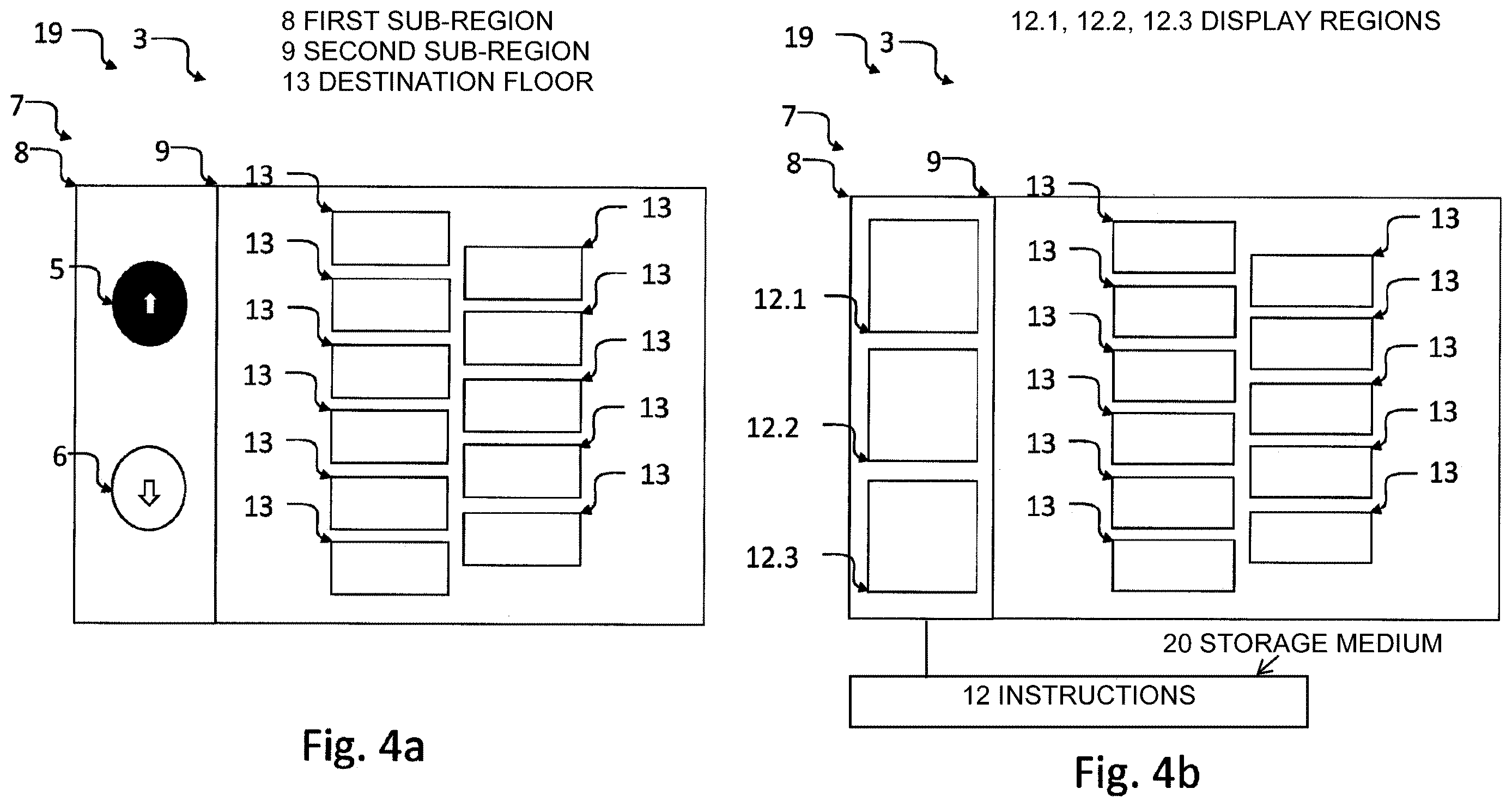 Patent US12612284 Figure 4 – Call input device with display and call input detection method for calling an elevator car