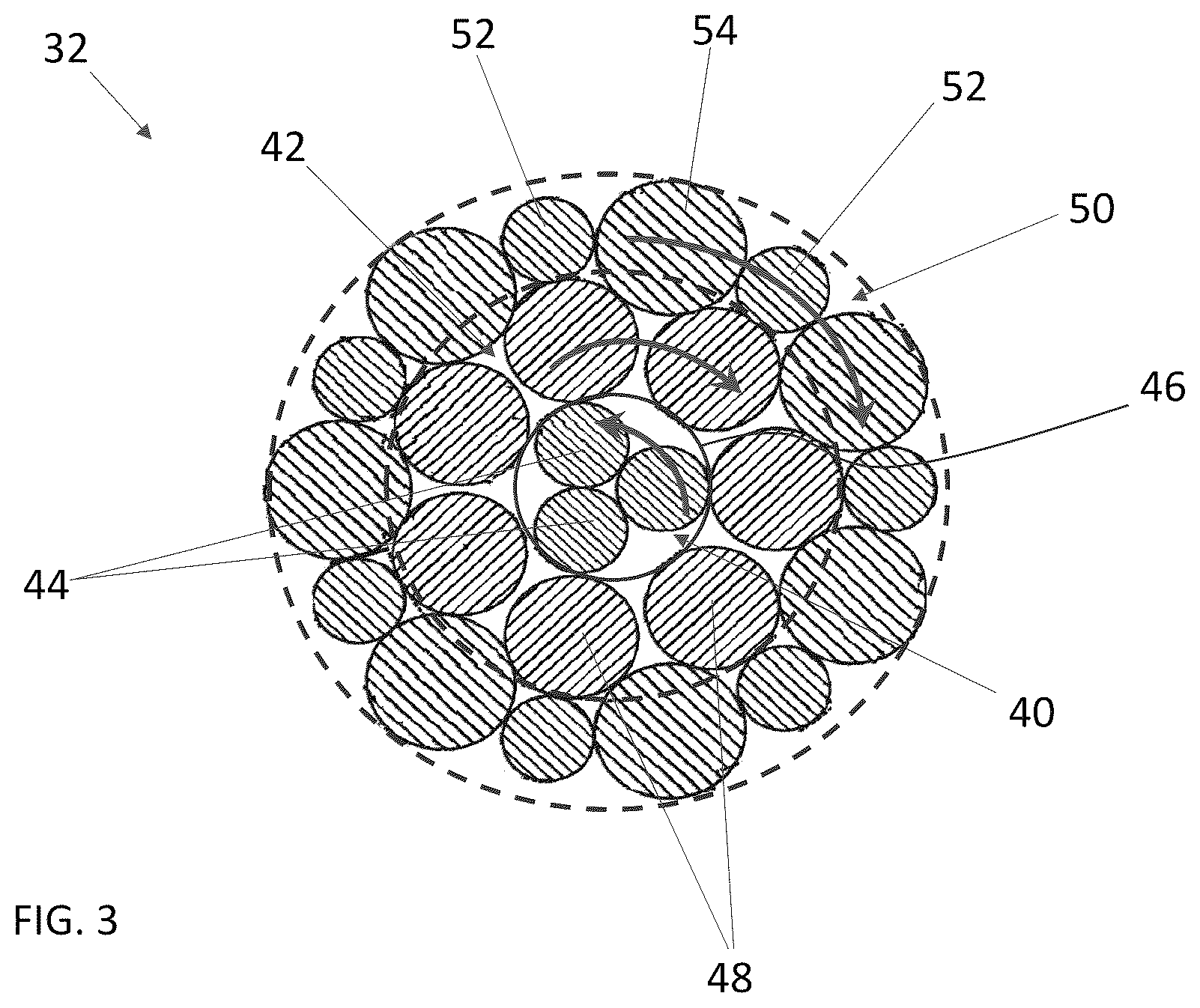 Patent US12612287 Figure 3 – High strength cord with improved detectability