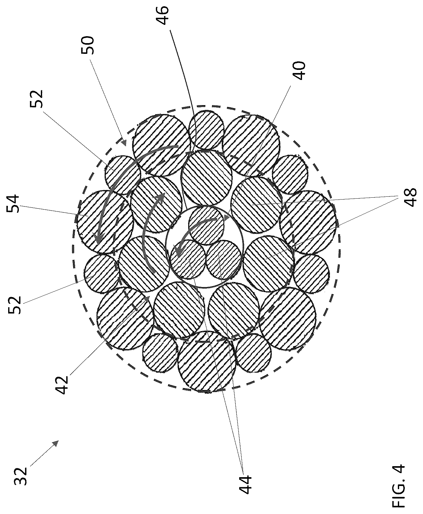 Patent US12612287 Figure 4 – High strength cord with improved detectability