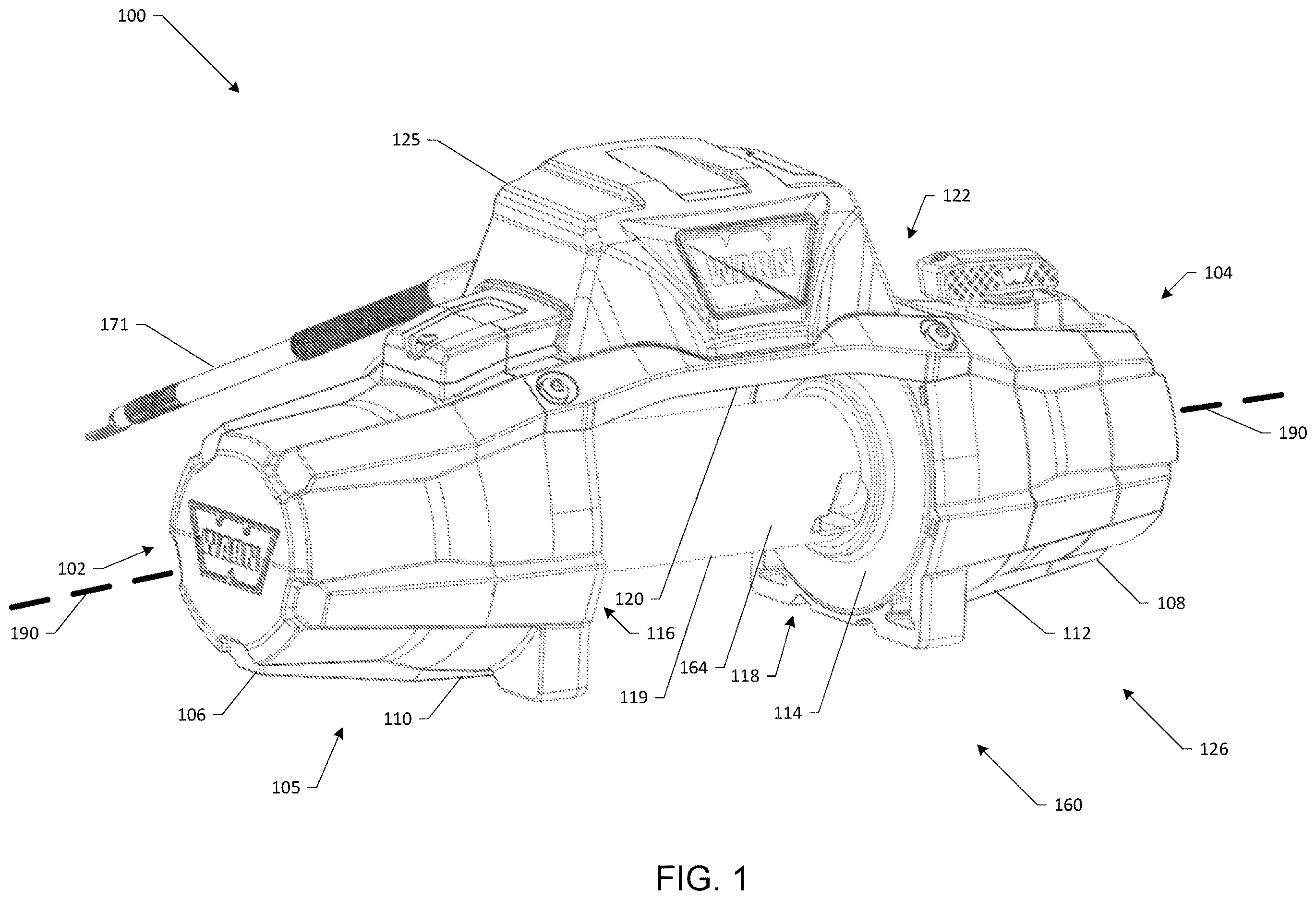 Patent US12612290 Figure 1 – Winch with advanced electrical and mechanical smart controls