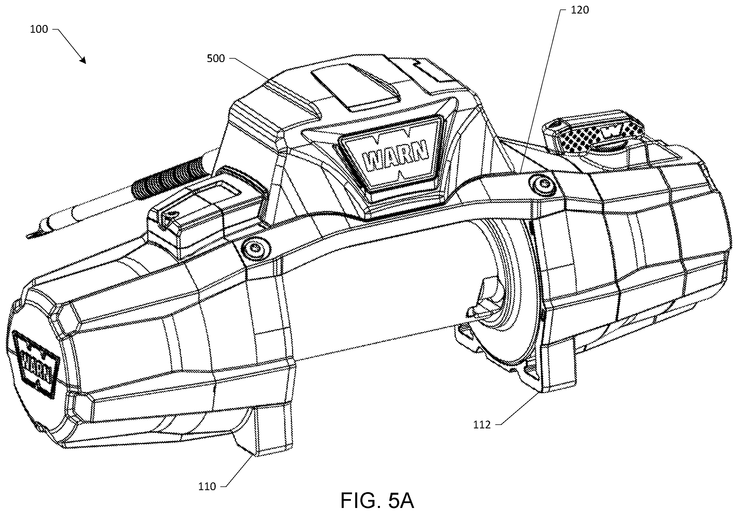 Patent US12612290 Figure 5 – Winch with advanced electrical and mechanical smart controls